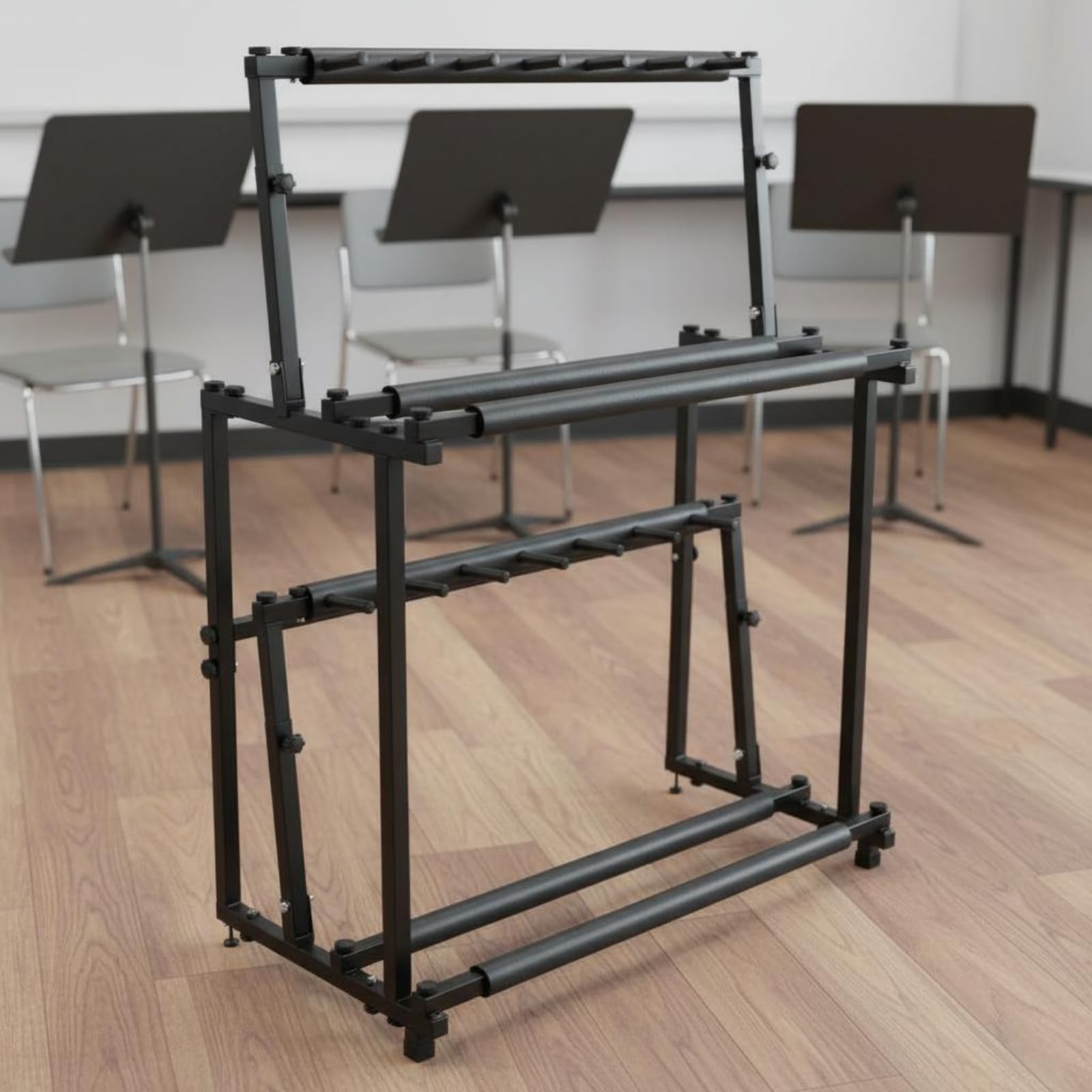 Qianly Porta Ukulele Regolabile Alta Capienza Supporto Chitarre Struttura in Metallo Espositore Strumenti per Musicisti, Esposizione, Negozio