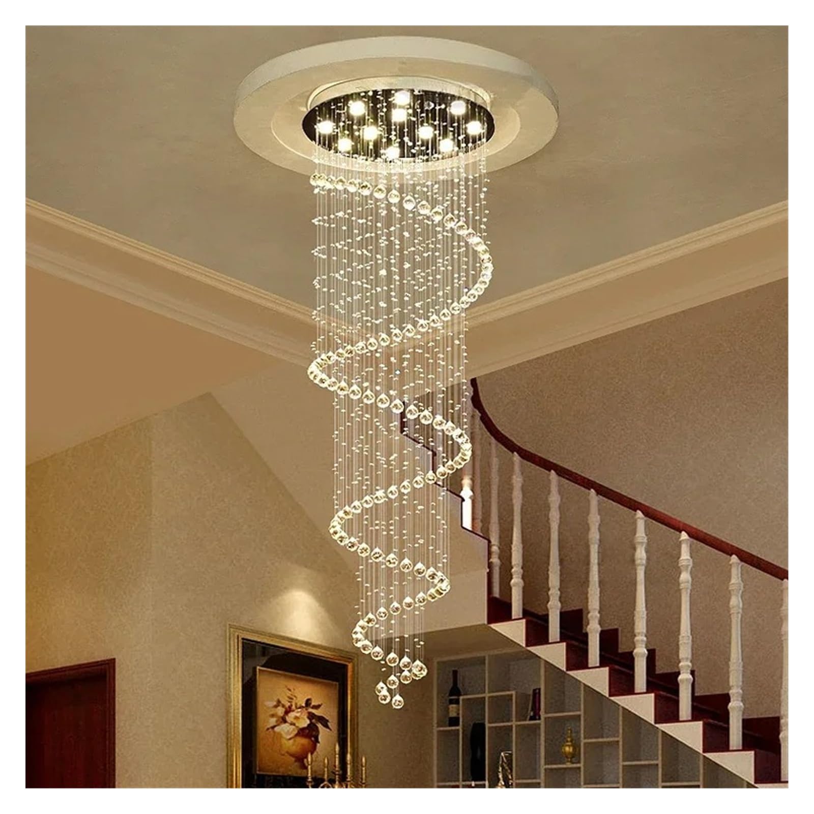 Lustre Suspendu LED Cristal la Solution Éclairage Escalier Sombre