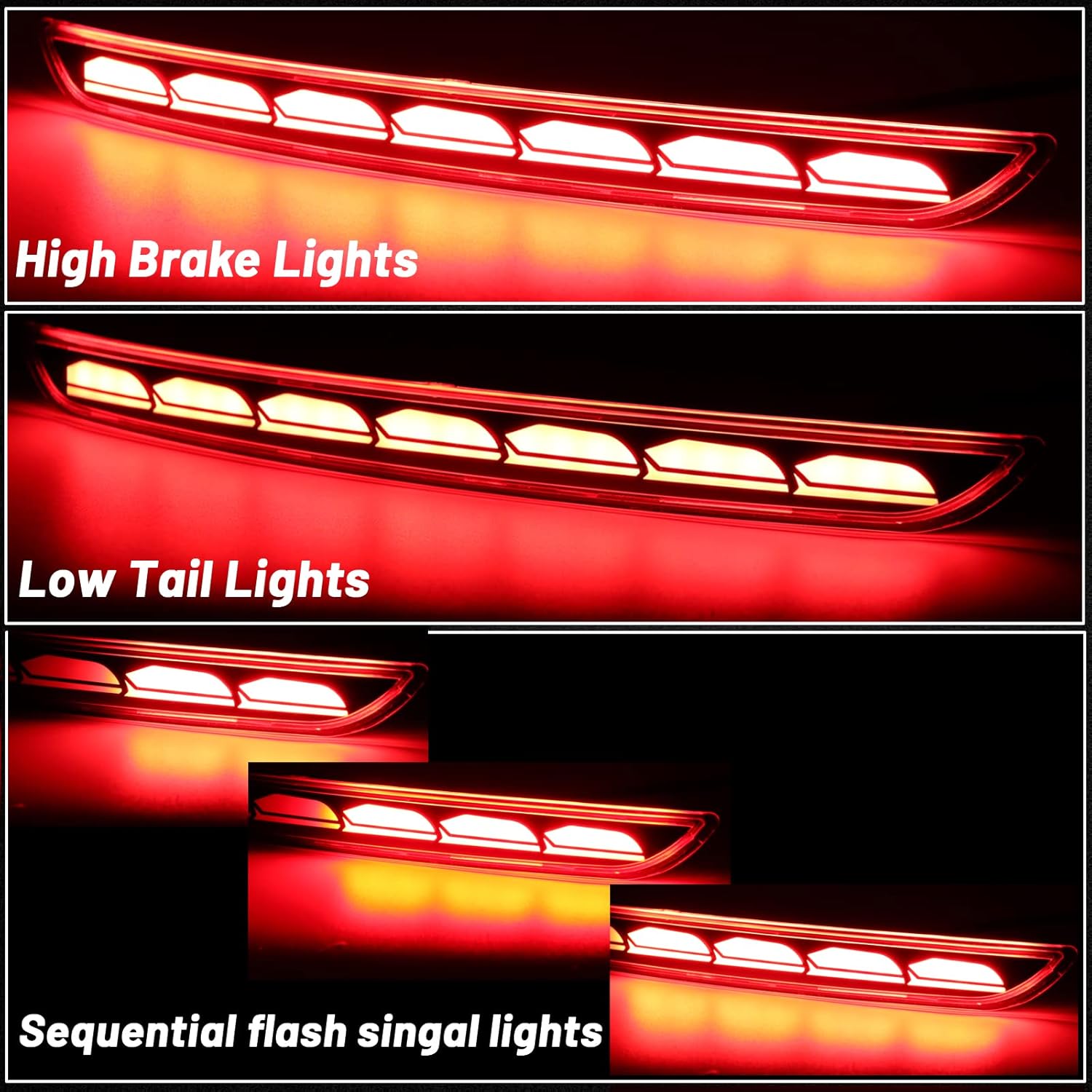 Red LED Rear Bumper Reflectors Fog Brake Tail Light Lamps Turn Signal Light Plug and play Compatible with Honda CIVIC 11th 2022 2023 LX EX Touring Sport Sedan Accessories