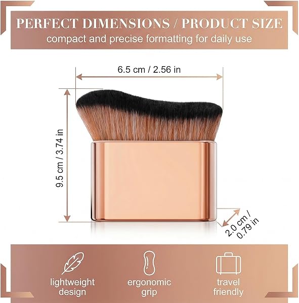 1 Pennello per Fondotinta Ondulato in Rosa Oro, Pennello Autoabbronzante e Bronzer Professionale per Viso e Corpo, Applicatore Ergonomico ad Alta Densità - 5