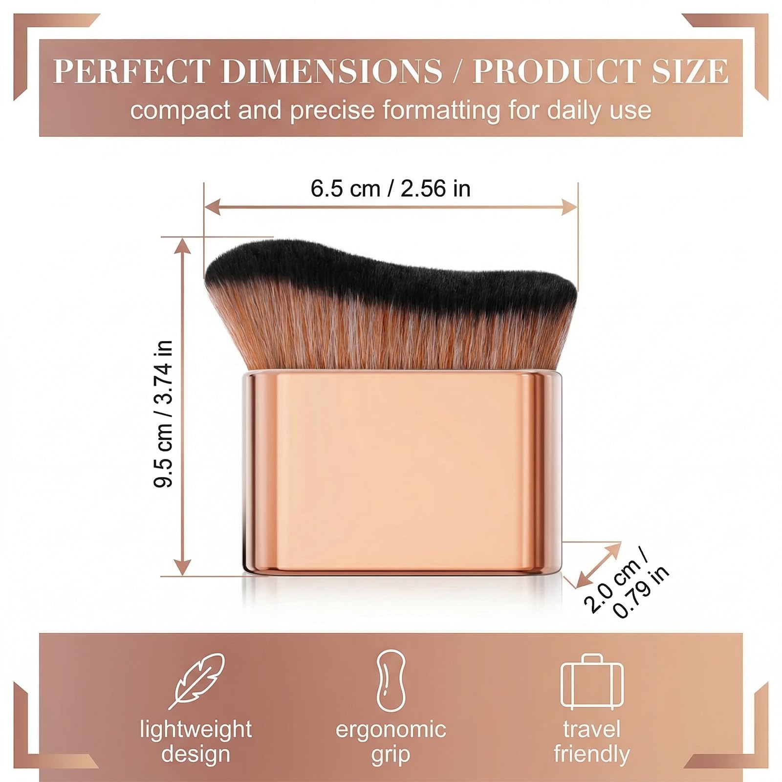 1 Pennello per Fondotinta Ondulato in Rosa Oro, Pennello Autoabbronzante e Bronzer Professionale per Viso e Corpo, Applicatore Ergonomico ad Alta Densità