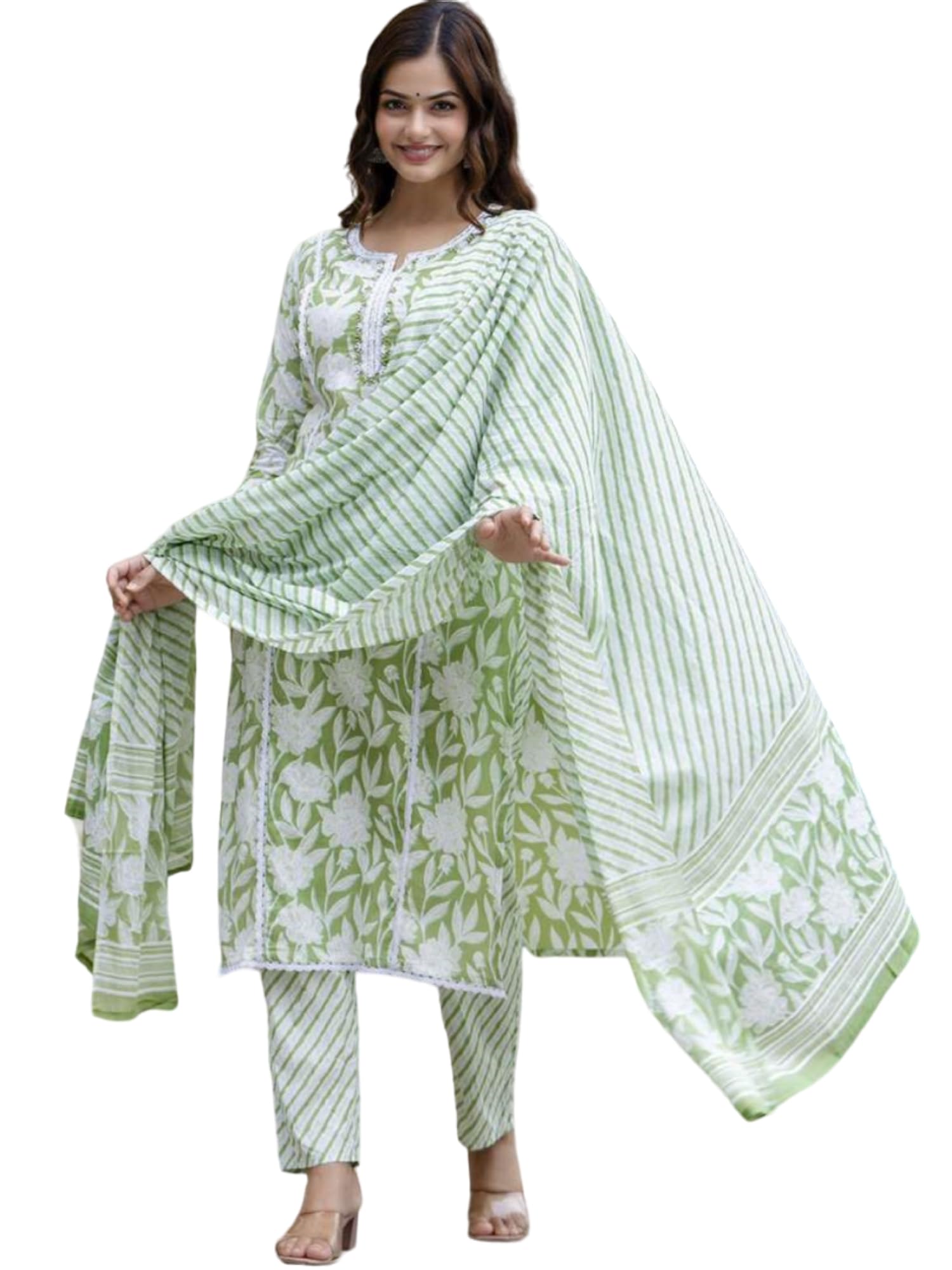 Highlander Women Straight Floral Printed Kurta and Pant Set with Dupatta | Ethnic Set | Dupatta Set | Suit Set | Kurta Set | Wedding Suit Set in multi