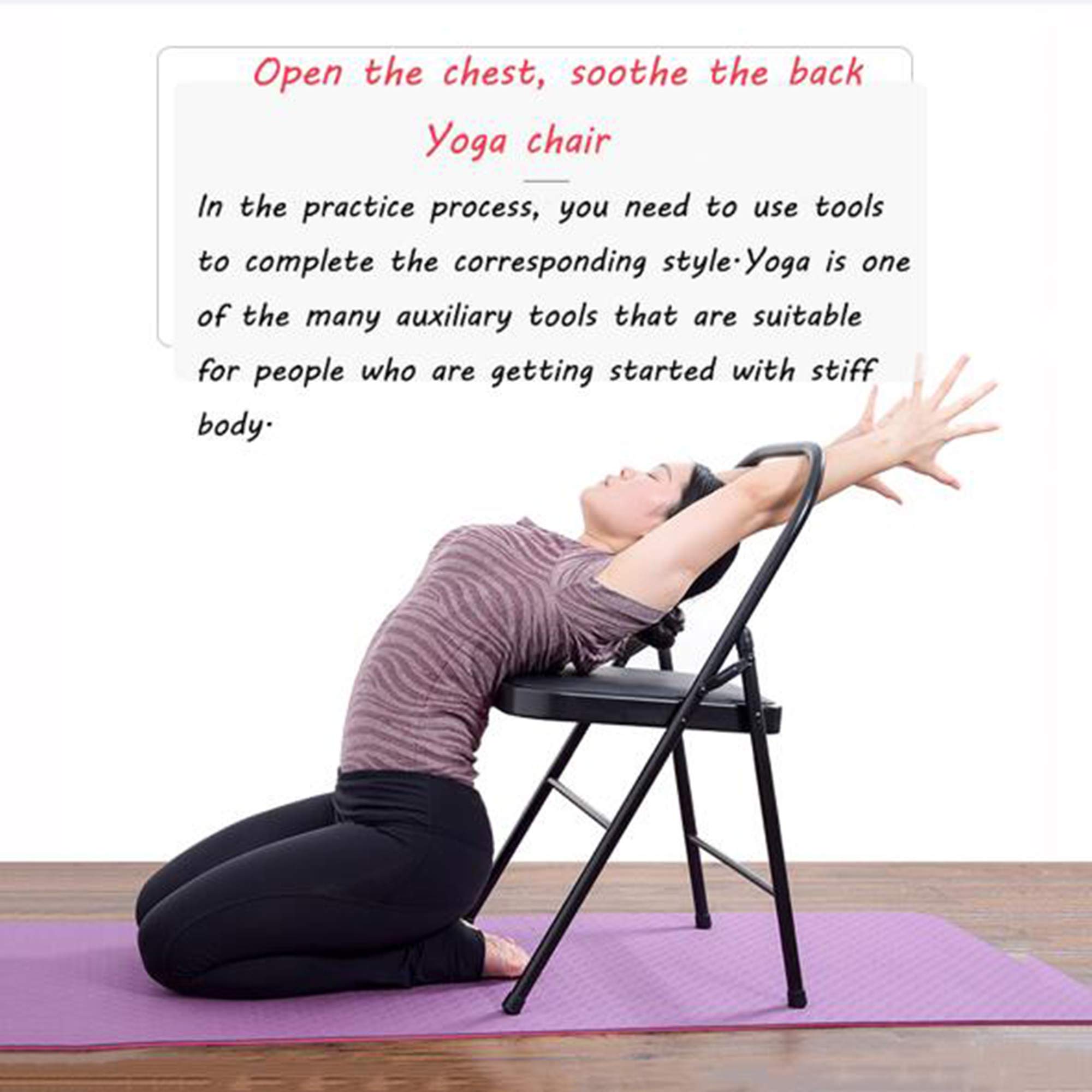 Sedia da Yoga, Sedia Ausiliaria Pieghevole per Uso Domestico, Sedia da Yoga Iyengar Ispessita con Capestro, Sedia Pieghevole, Sedia per Yoga, Sgabello,
