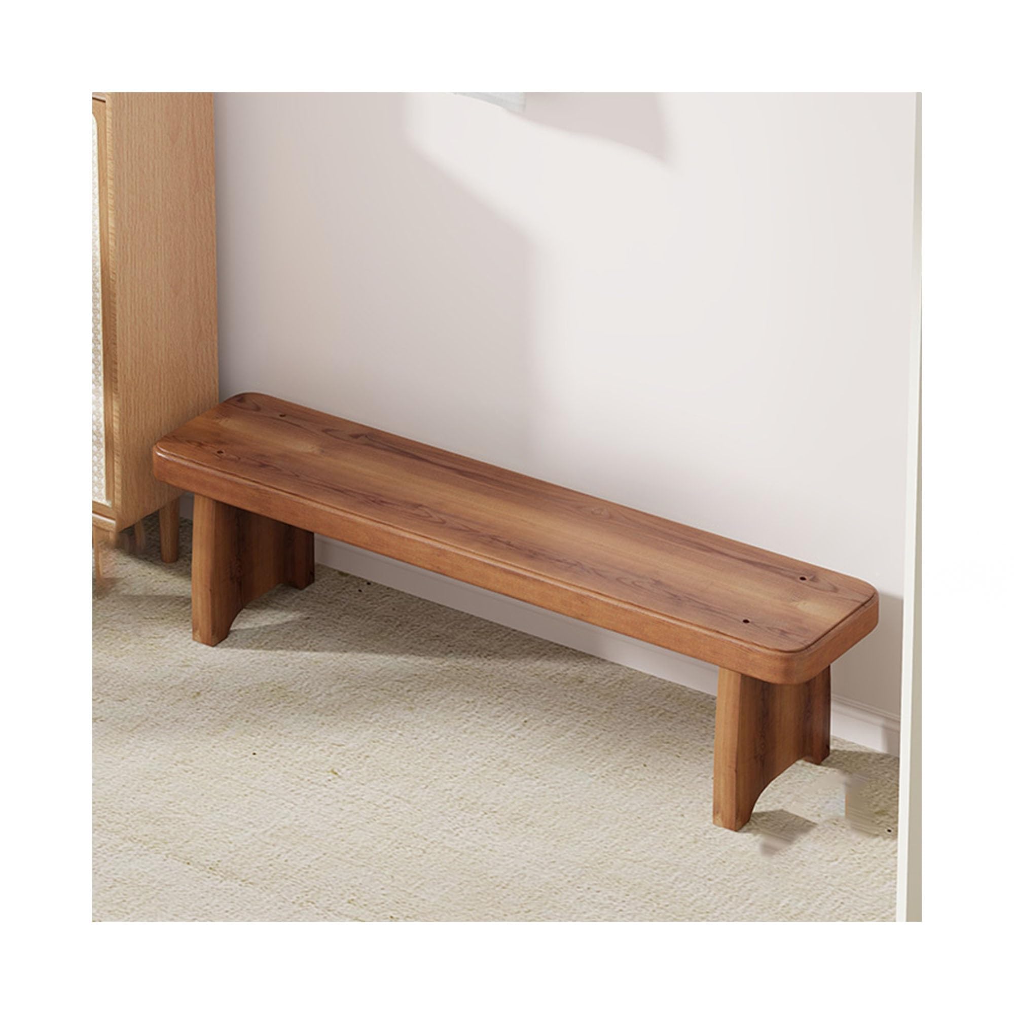 Banc en bois massif rustique au design épuré pour le salon