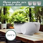 10/9/8 pouces Pots de plantes, 3 Pack Pots de fleurs en plastique Pots modernes de fleurs avec trous de drainage et des plateaux sont pour les plantes intérieures et extérieures, Herbes et fleurs,Speckles blancs (blanc)