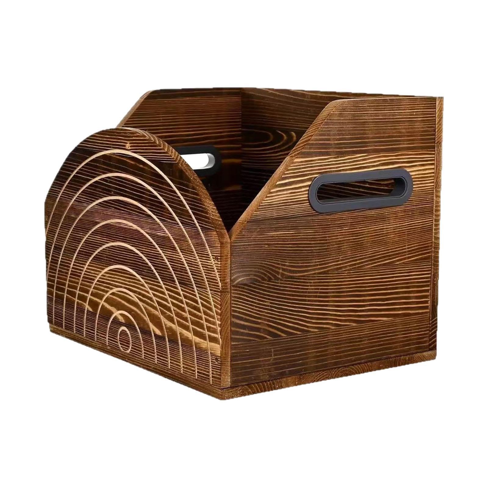 Porta Dischi in Vinile, Cubo Porta Album in Legno, Multiuso, Da Tavolo