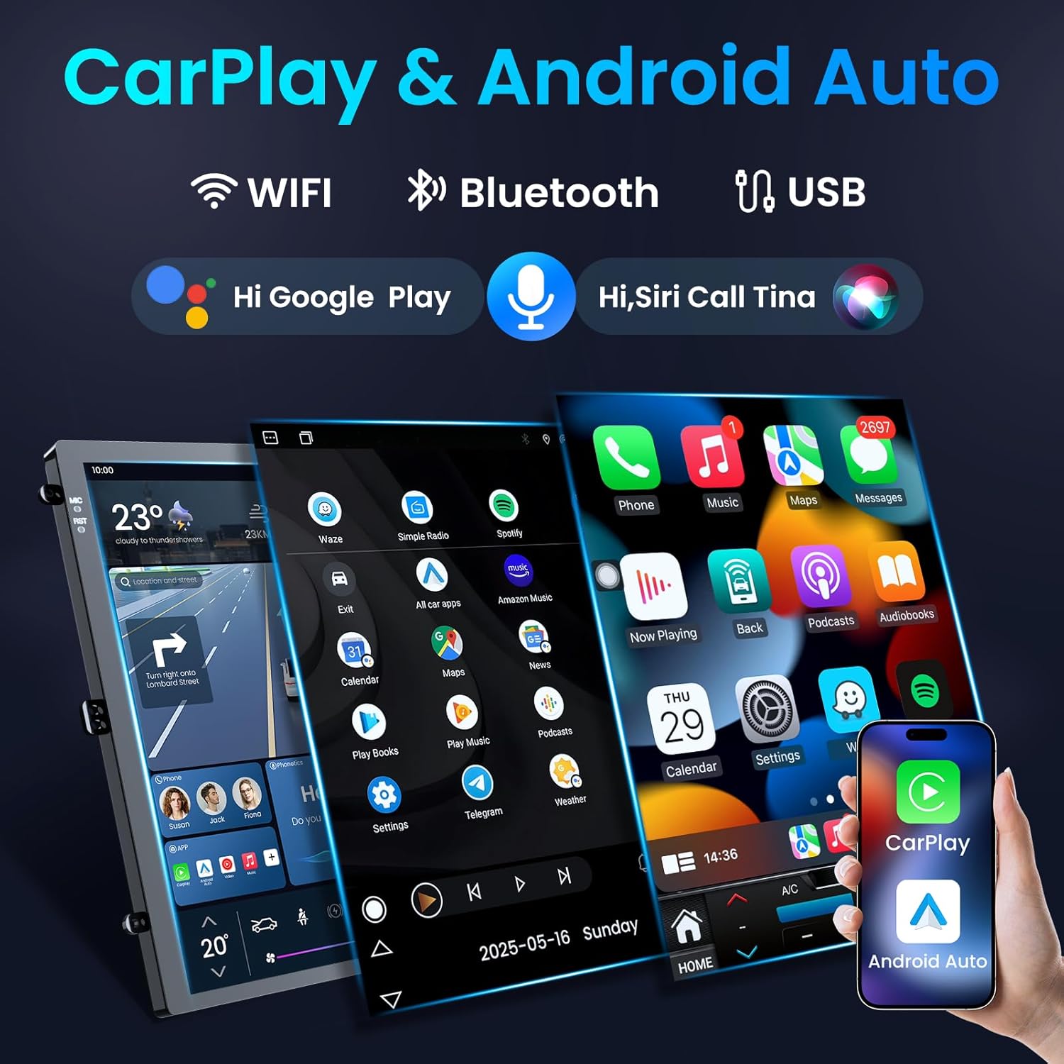 4Core+64GROM Car Radio Stereo for Chevrolet Chevy Cruze 2009-2015: 10.4 Inch HD IPS Tesla Style Touchscreen Wireless Carplay Android Auto 5G WiFi Bluetooth Voice Control GPS Backup Camera SWC FM