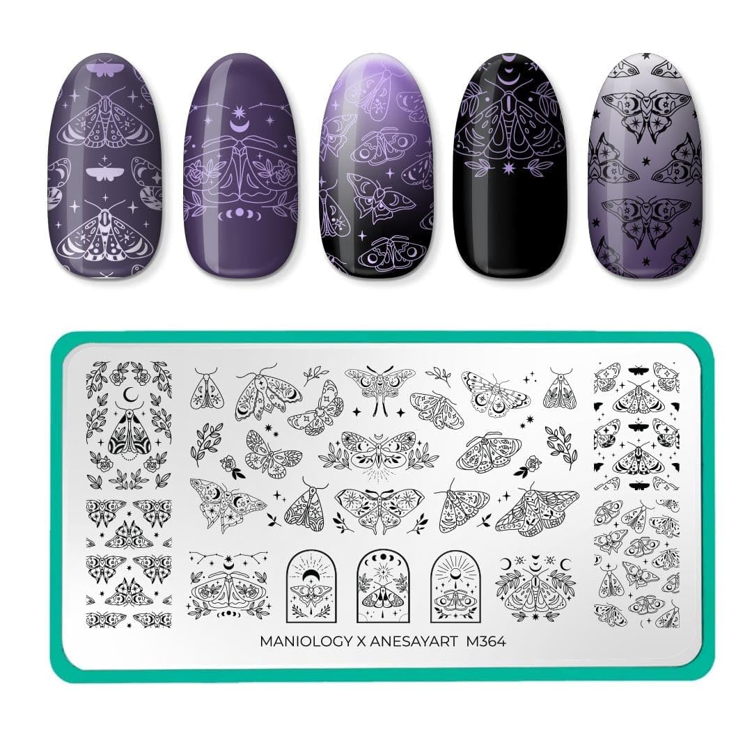 Maniology Anesayart Celestial Wings Artist Collaboration Stamping Plate, Moth and Winged Creatures Nail Art