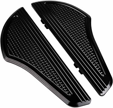 1 Pair Big Size Premium Billet Aluminum Driver Floorboards Front Footboard Fit for Harley Touring Street Glide Tour Glide Road Glide King Softail Models 1986-2023 Black