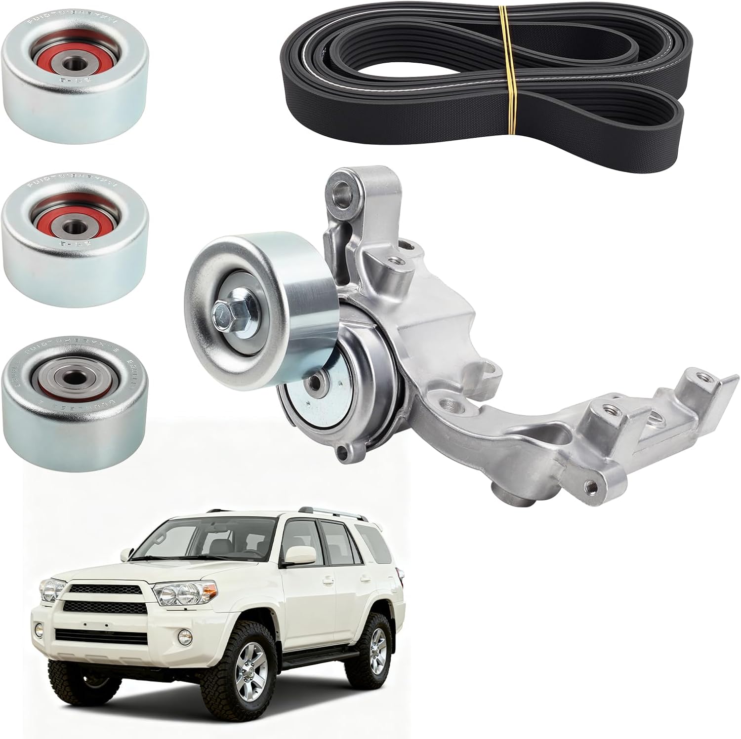 Drive Belt Tensioner & Idler Pulley Kit for 2003-2015 Tacoma/4Runner/FJ Cruiser/Tundra V6 4.0L Replaces # 1660331040, 166040P011, 1662031013