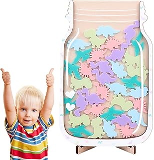 QARIDO Reward Jar with Stars, Reward Jar with Stars, Incentive Jar Positive Behavior - 25pcs Jar Reward System, Positive Behavior Chart for Kids, Reward Jar for Boys Girls