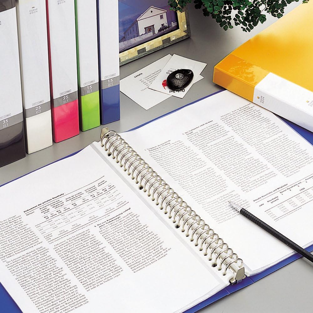 Lihit Lab G3802-5 File Clear Book, Interchangeable A4, 30 Holes, 25 Pockets, Yellow