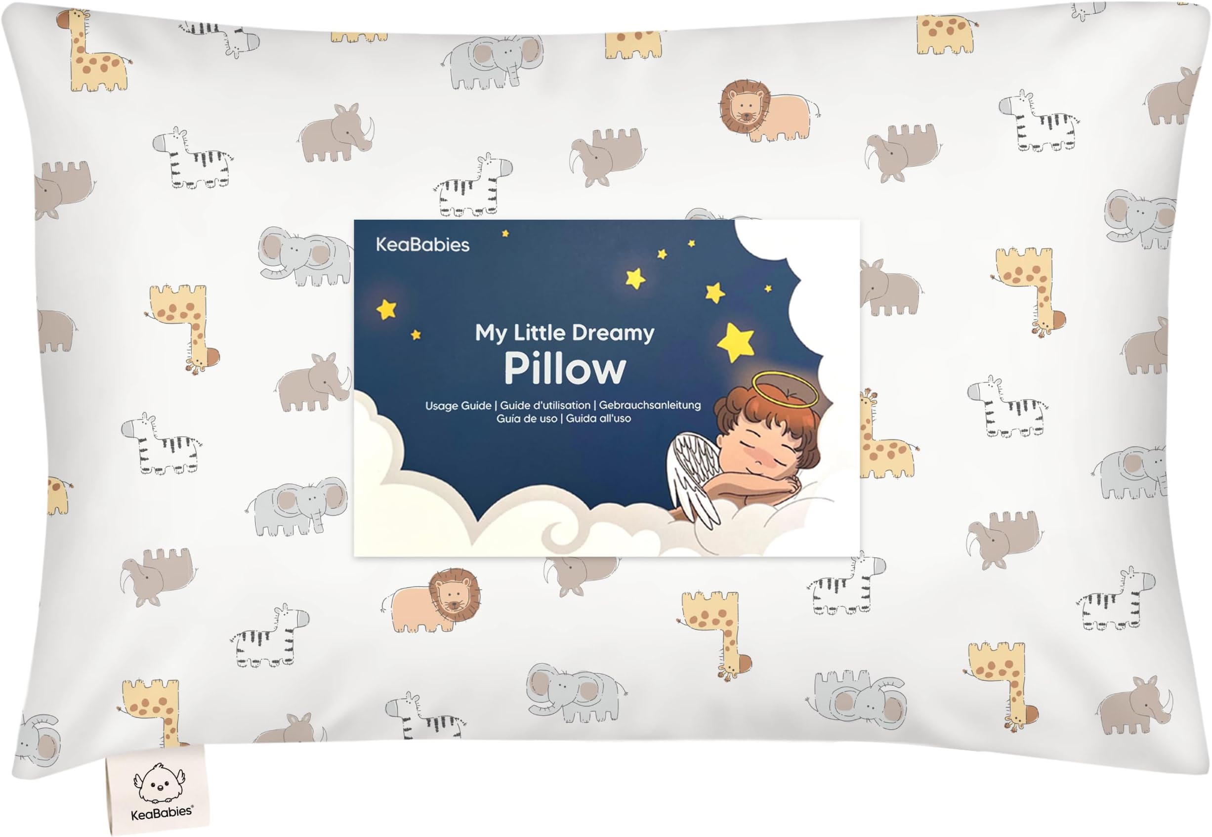 Toddler Pillow with Pillowcase - 13x18 My Little Dreamy Kids Travel Bed Pillows for Sleeping, Organic Cotton Small Pillowcase, Soft & Breathable, Machine Washable, Toddlers 2-5 years old (Safari Echo)