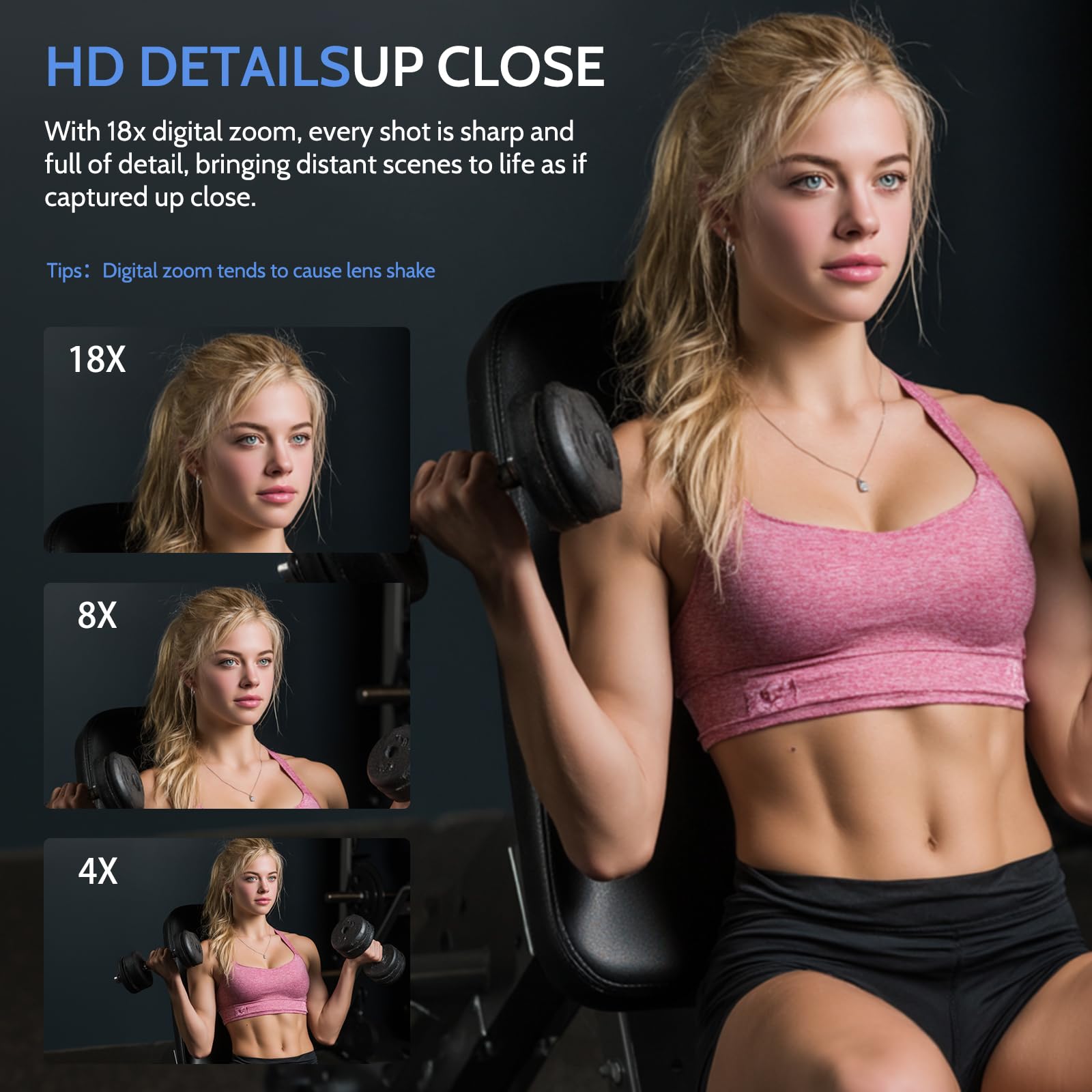 Fotocamera digitale, fotocamera 5K 80MP doppio schermo con zoom digitale 18x, fotocamera compatta per vlogging per adolescenti, elegante fotocamera per principianti per giovani e GIF, scheda da 32 GB