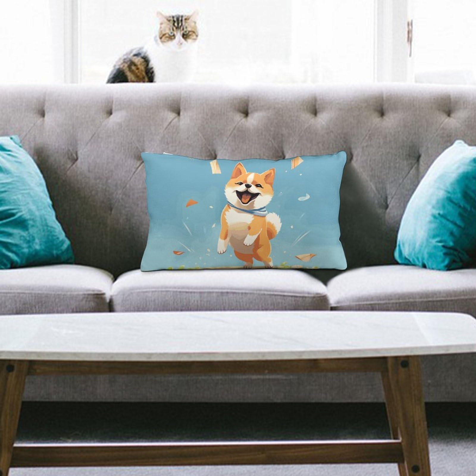 NTVOWPZO Decoration Throw Pillow Covers 8"x12" Pillowcases Covers Cute Shiba Inu Soft Pillowcases Modern Farmhouse Home Decor Sofa Cushions Covers for Couch Bed Living Room