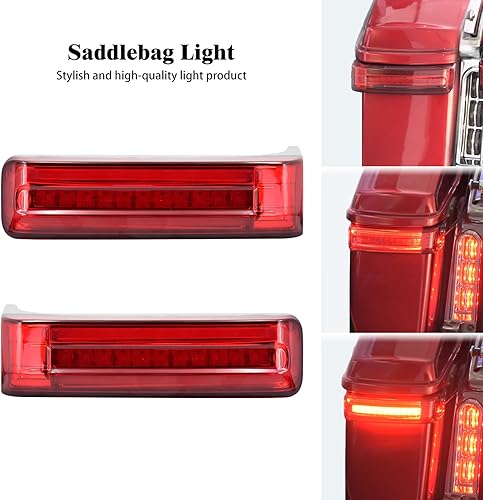 Miniatura 9 de HDBUBALUS Luces traseras de alforja para motocicleta, freno de funcionamiento, lámpara LED de señal de giro para Harley Touring Street Gilde Road