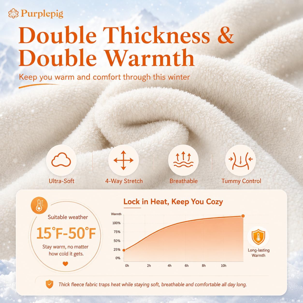 Purplepig Fleece Lined Leggings Women - Thick Winter's Thermal Warm Pants