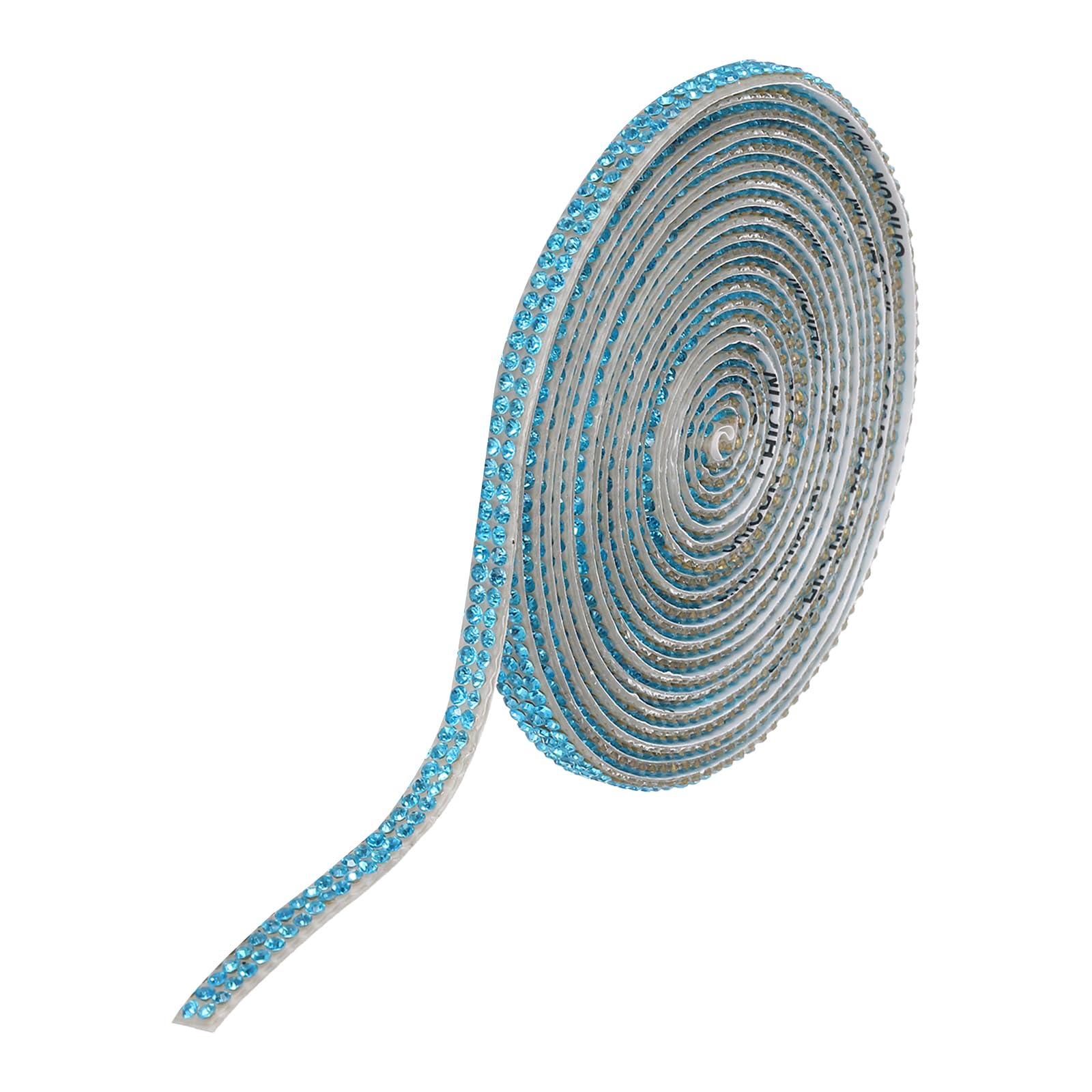 sourcing map Rhinestone Ribbon Self Adhesive Crystal Rhinestone Strips 3 Yard Bling Rhinestone Ribbon Roll 2 Rows for DIY Crafts Wedding Clothing Nails Decoration, Lake Blue