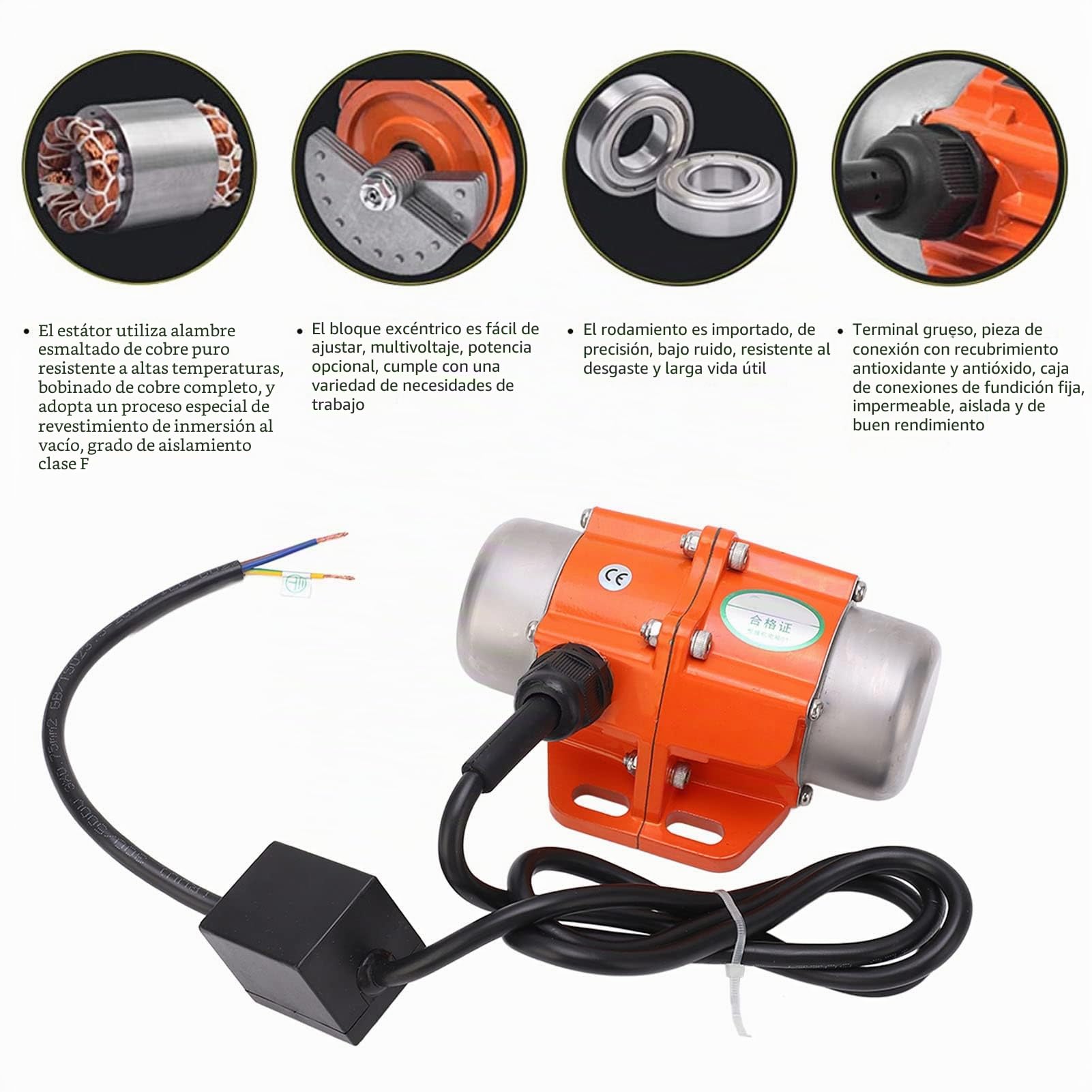 Motor Vibratorio Asíncrono, Motor de Vibración de bajo Ruido Ángulo Excéntrico Ajustable 220V Máximo 3600RPM para Dispositivos de Maquinaria(#1)