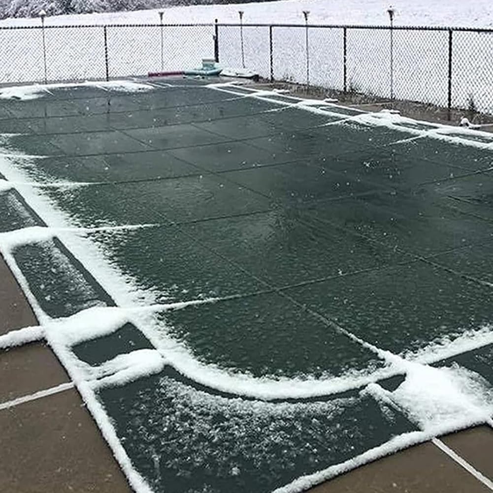 Cubierta de seguridad para piscina, protector de malla permeable con anclajes para piscinas enterradas
