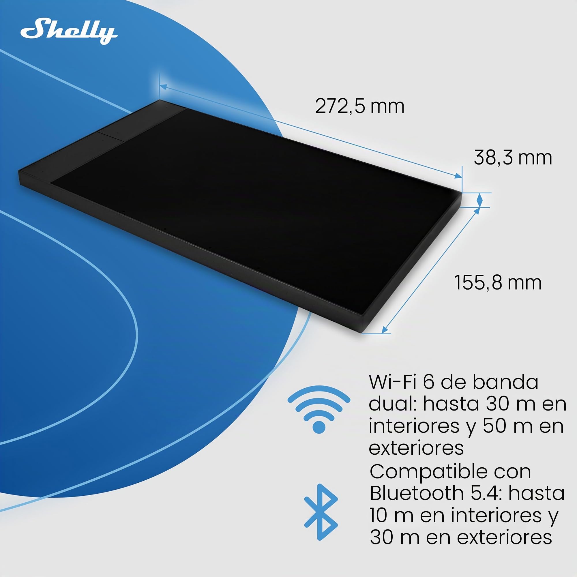 Shelly Wall Display XL Negro – Panel Domótico Mural Táctil 10,1", Wi-Fi 6 y Bluetooth, Relé 5A Integrado, 4 Botones Físicos Personalizables, Altavoces, Home Assistant, Aplicación