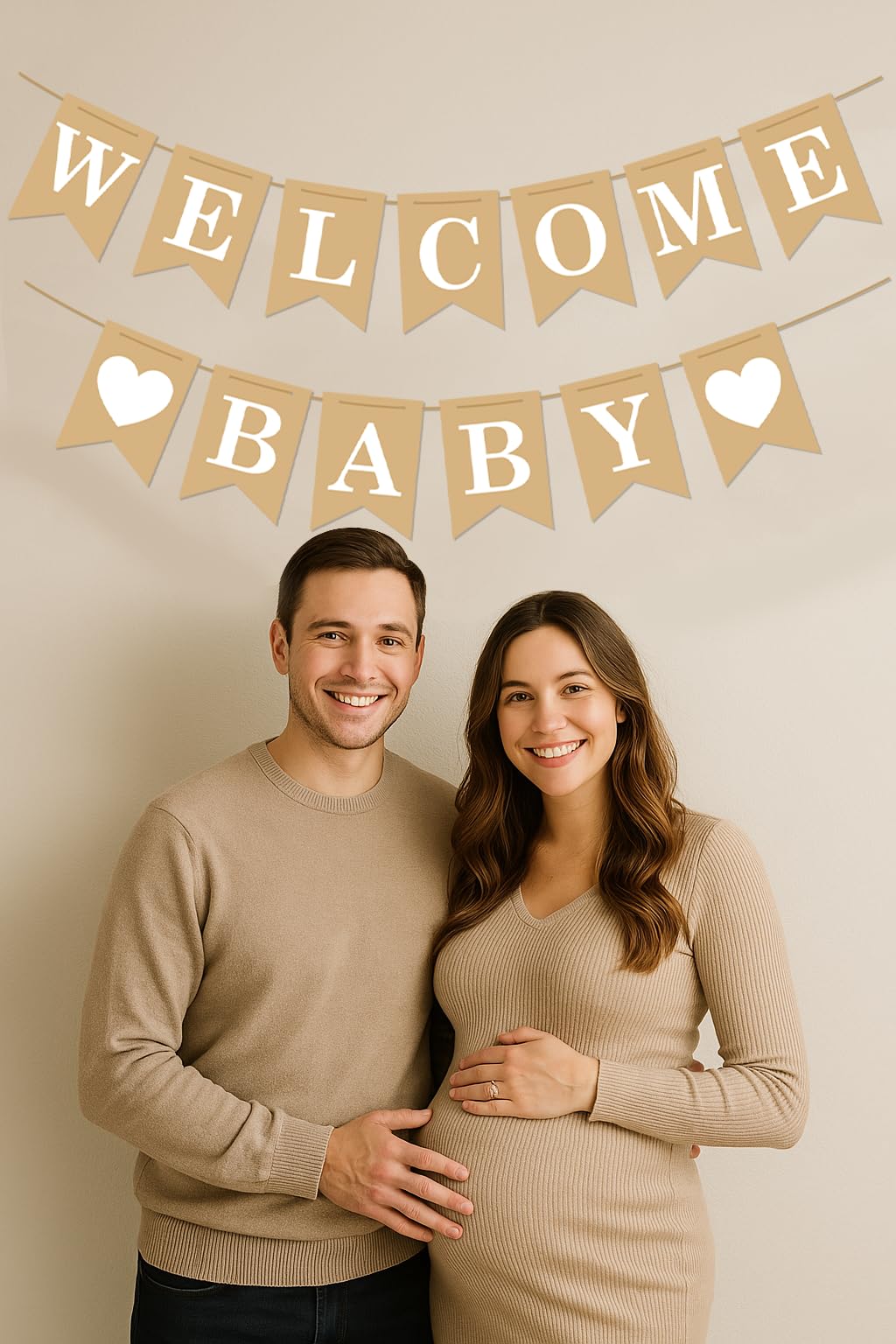 Welcome Baby Banner – Rustic Baby Shower Decorations, Gender Neutral Baby Shower Decor, Pre-Strung Shower Sign, Baby Boy Banner for Party Wall Backdrop