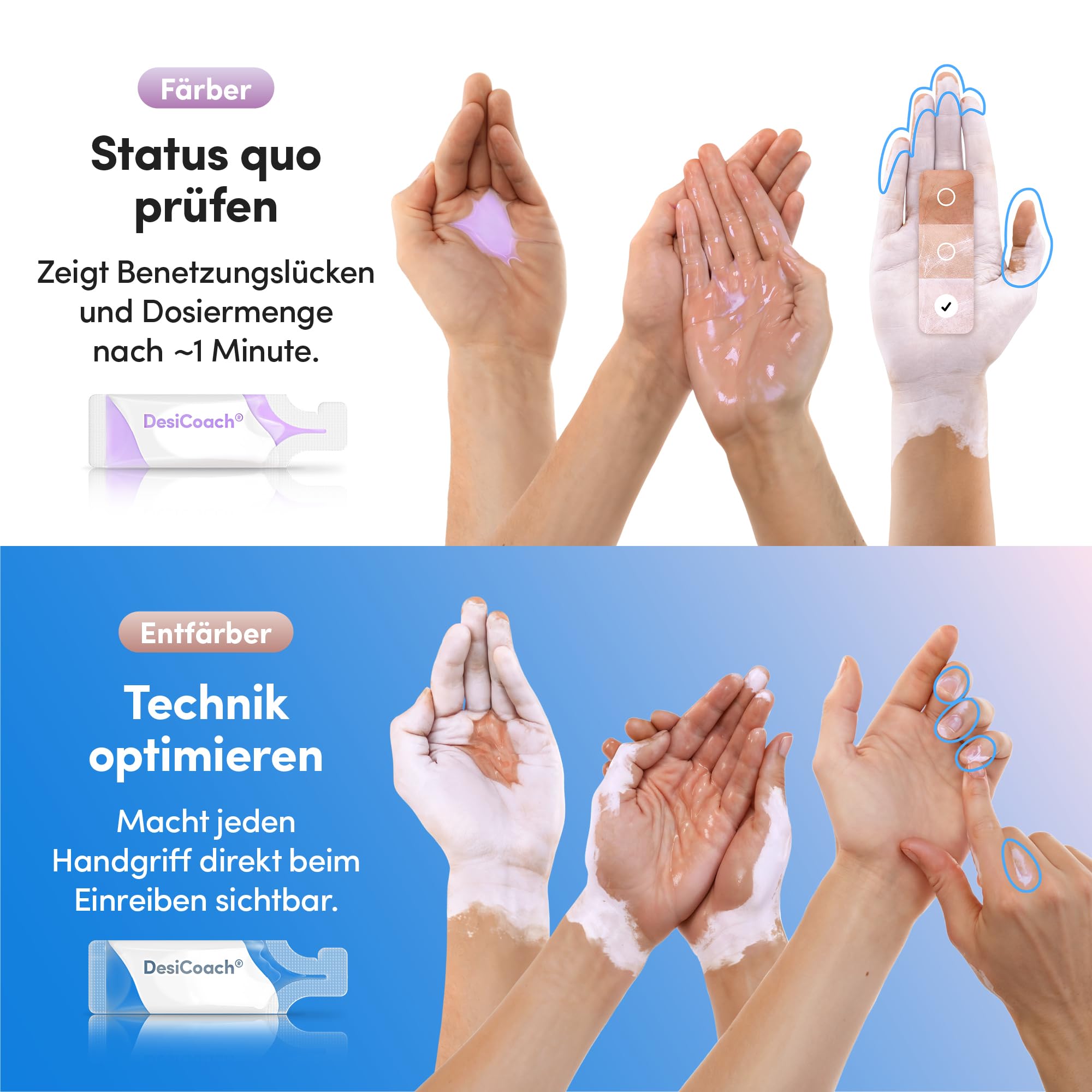2Go Händedesinfektion Training – mit Online-Anleitung, 15er-Set | Mobiles Hygienetraining von Heyfair. Ganz ohne UV-Licht.