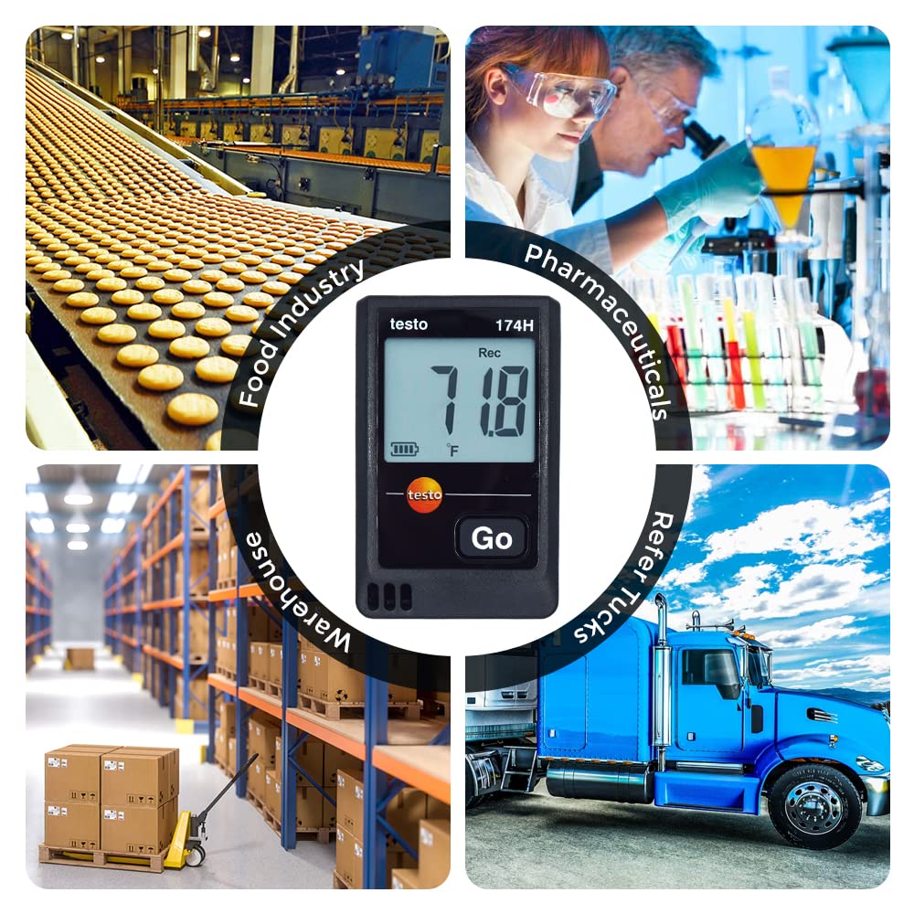 Multi Use Temperature Humidity Data Logger (16,000 Readings) for Food Industries, Pharmaceuticals, Blood Banks, Warehouses Along With Factory Calibration Certificate Model: Testo 174H 4