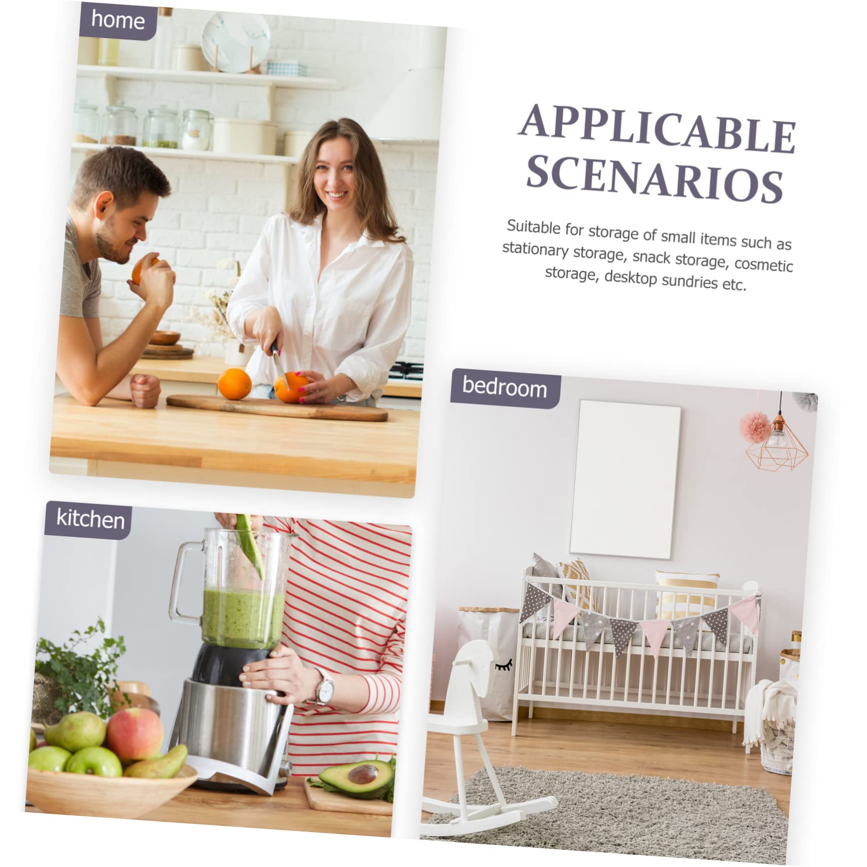Ciieeo Cesta De Almacenamiento Tejida Pequeña Con Revestimiento De Tela, Doble Asa De Cuerda De , Organizador De Artículos Diversos Para Hogar, Oficina y Cocina, Contenedor Práctico y Versátil
