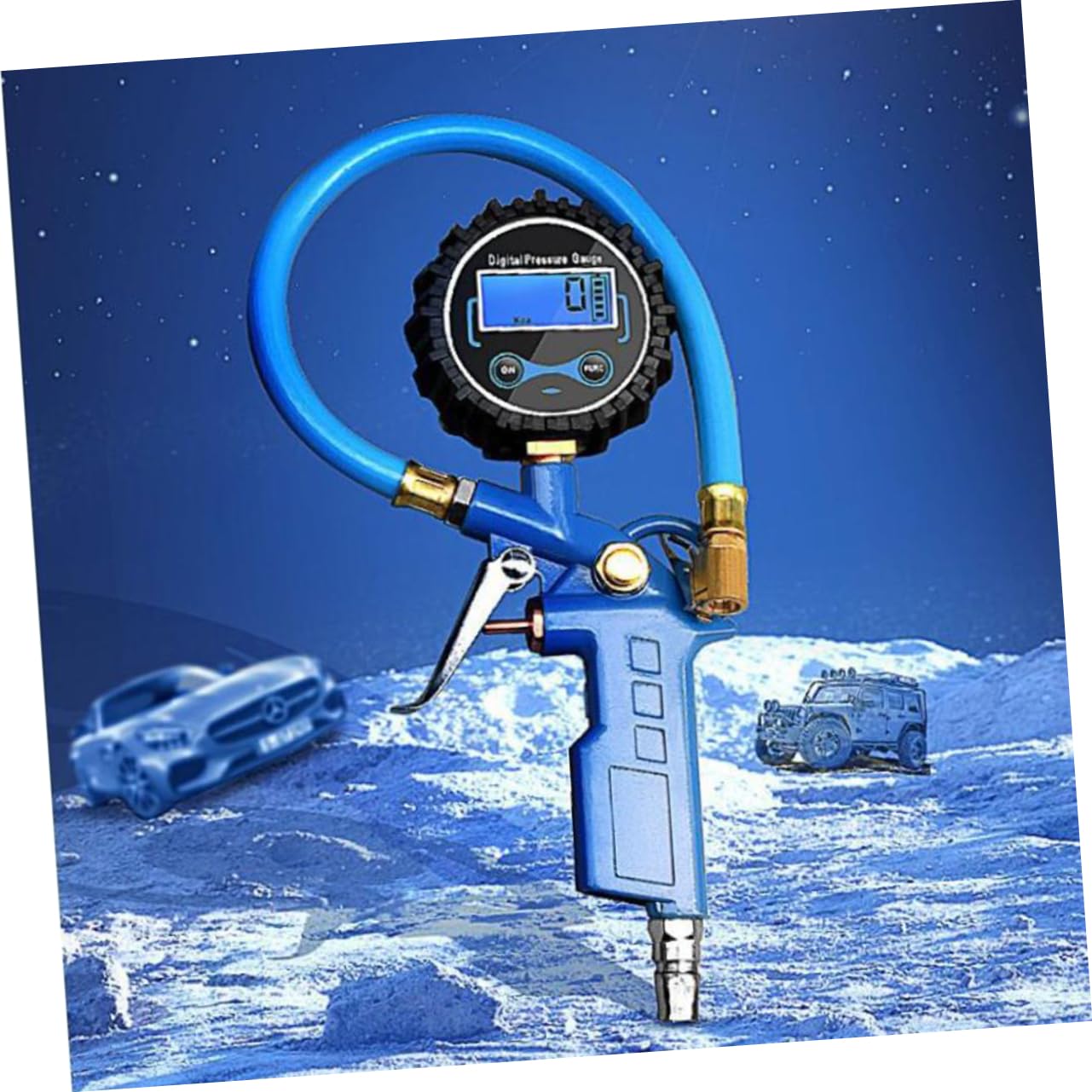 Gatuida Manometro Digitale Per Pneumatici Senza Batteria Gonfiatore Per Auto e Biciclette Lettura Accurata e Facile Da Usare Design Robusto e Sicuro Colore Blu