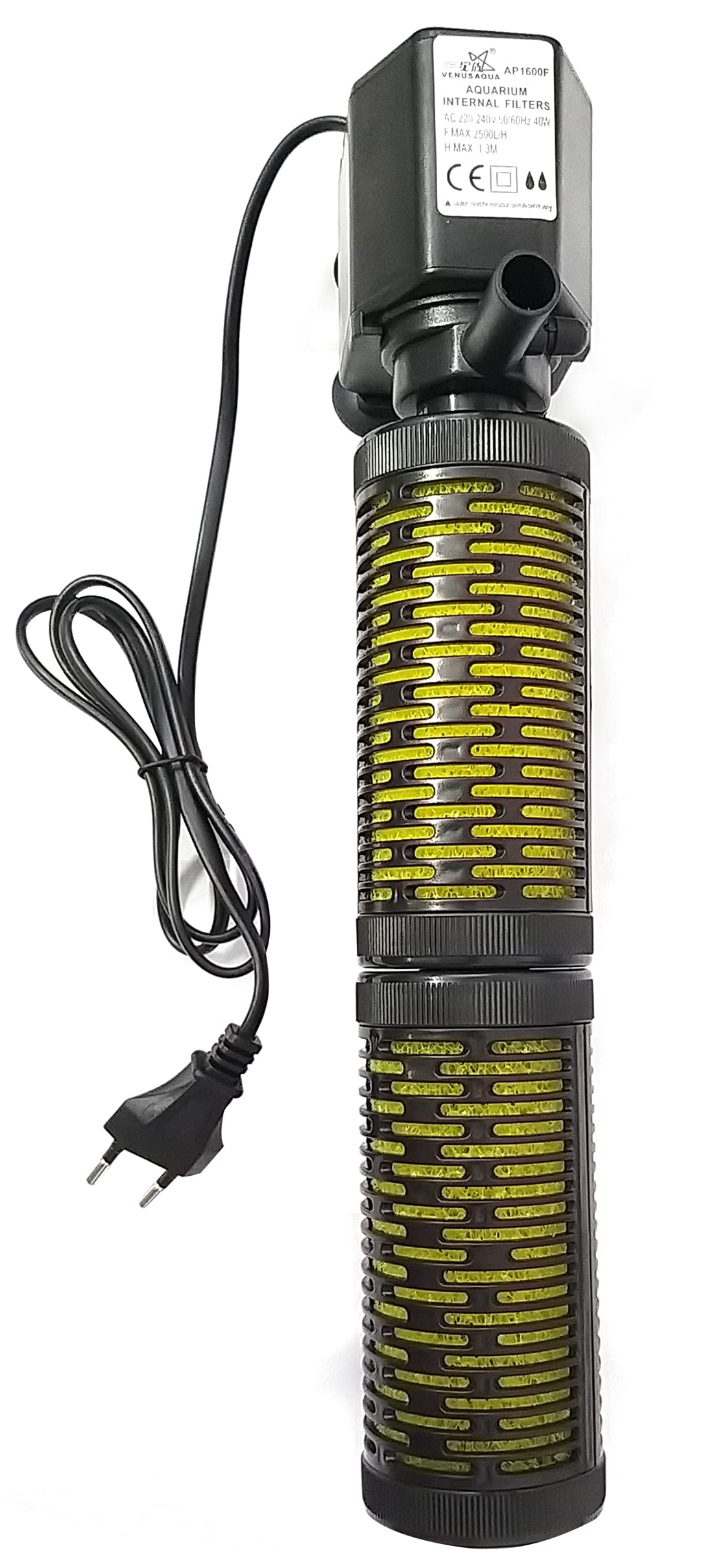 Aquarium Internal Filter for Aquarium Fish Tank Suitable for 70-120 Litre Tank (Power: 40W, Flow MAX: 2500L/H) (AP1600F)