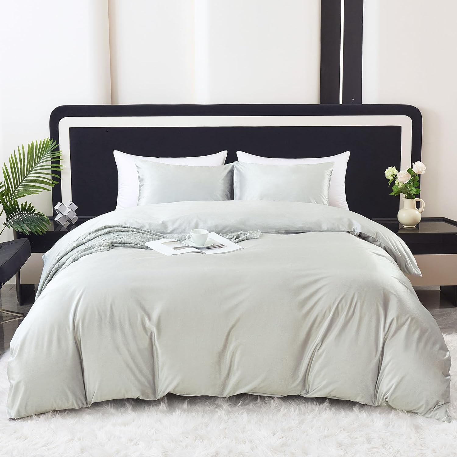 Velvet Duvet Cover, Luxury Ultra Soft Comforter Cover with 2 Pillowcases, Cozy Warmth, No Shedding, Zipper Closure, 3PC, Queen Size, Teal