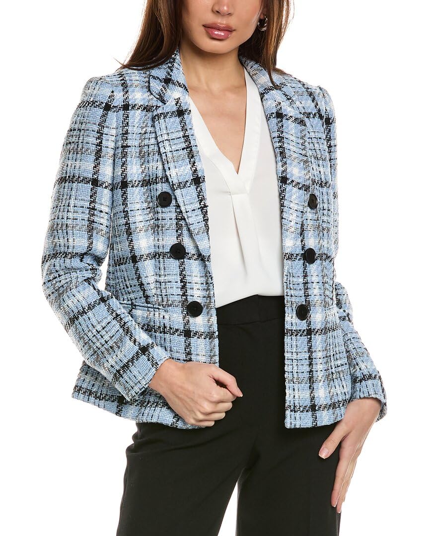 Jones New York womens Plaid Faux Double Breasted Jacket
