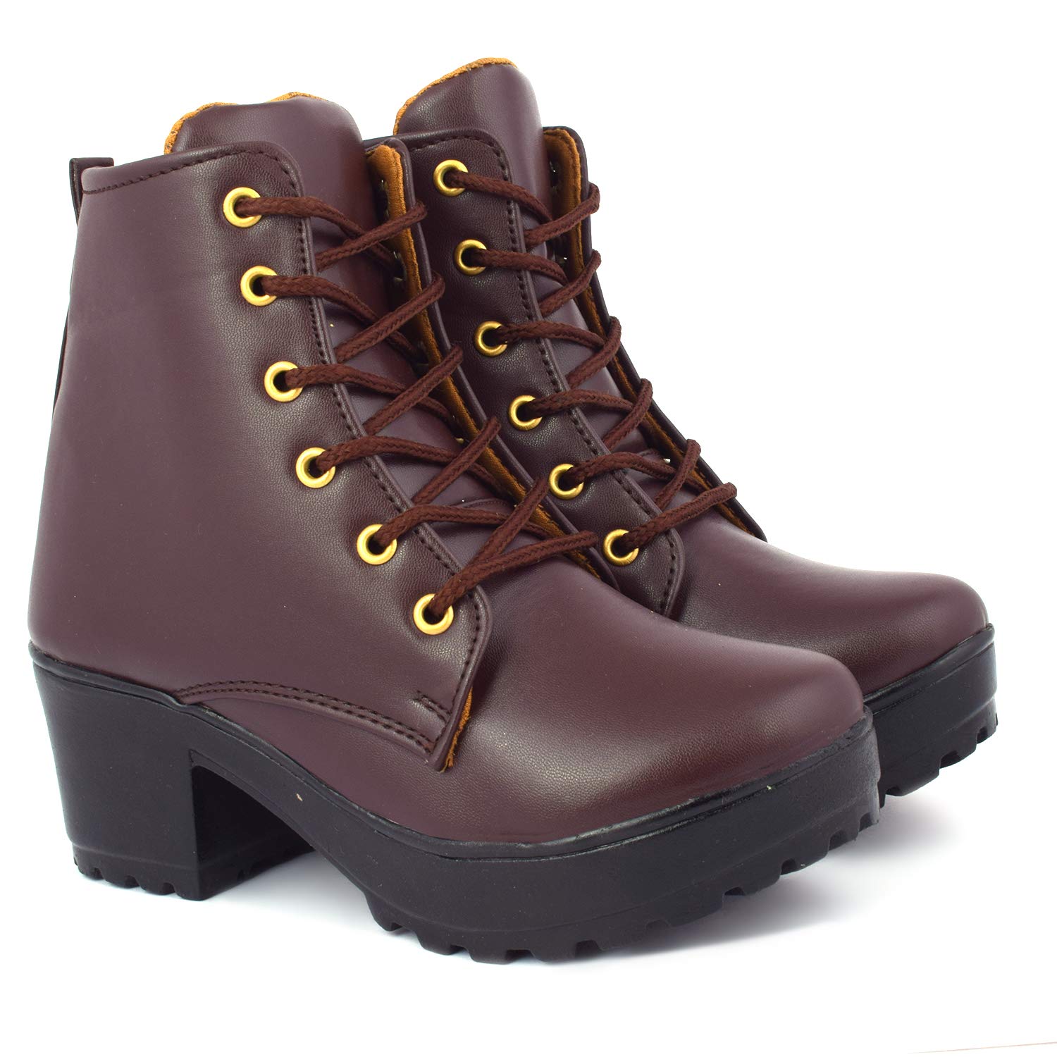 KRAFTER Womens/Girls Lightweight,Synthetic Leather, Casual wear High Ankle Length Lace-Up Boots/Sneaker Shoes Brown-UK-7 (B09WRS9TPJ) Amazon Price History, Amazon Price Tracker