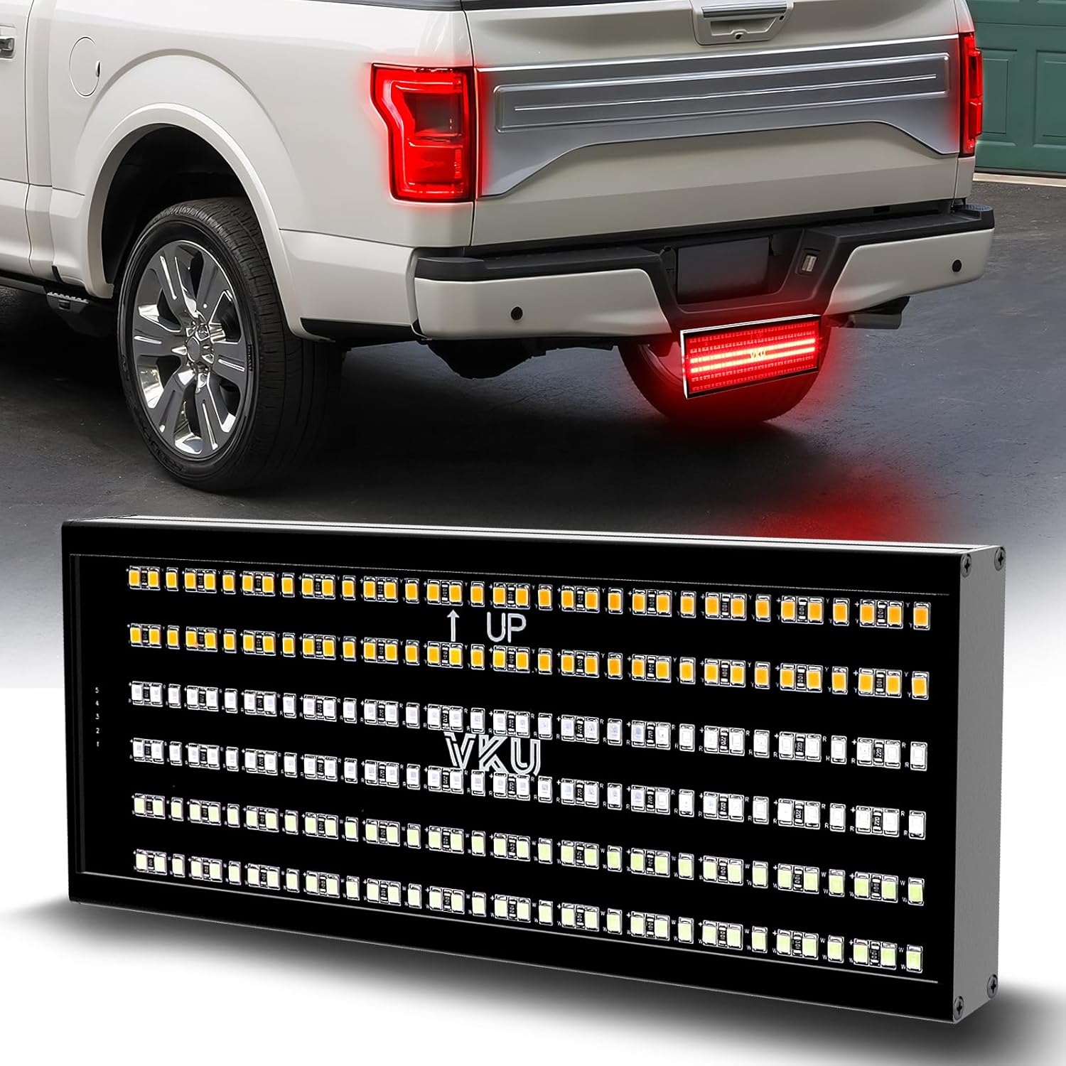 LED Light Trailer Hitch Cover, 6 Mode of Full Lighting, 6 Rows and 216 pcs LED Chips, Universal Fit 2" Receiver for rucks Chevy (Chevrolet), Ford, Toyota, GMC, Dodge RAM, Jeep, ATV SUV Van