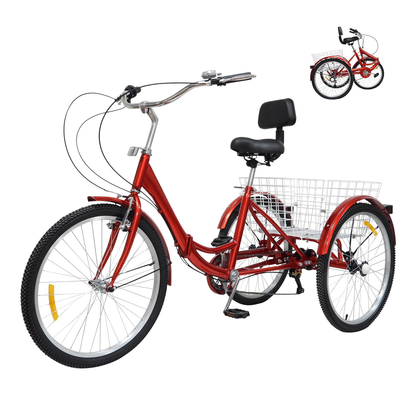 Amazon | 7 速 3 輪バイク 折りたたみ式三輪車 大人用 24 インチ 大人