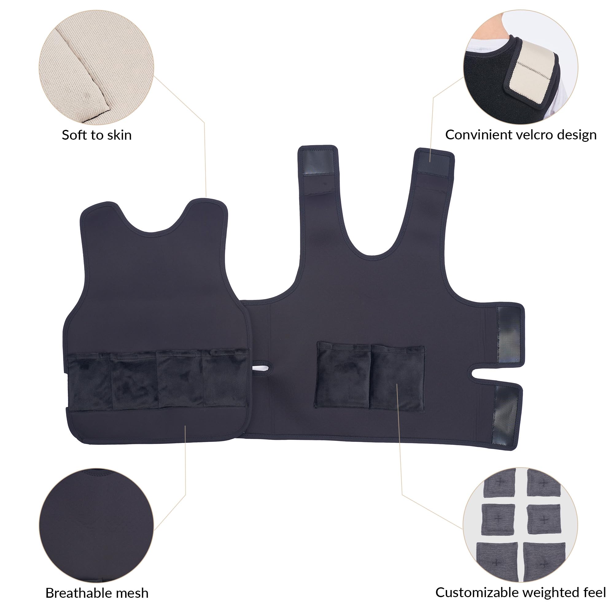 Gilet appesantito per bambini | Fornisce un comfort a pressione profonda | Strumenti ADHD per bambini | Abbigliamento sensoriale per autismo | Gilet appesantito regolabile | Weighted Vest