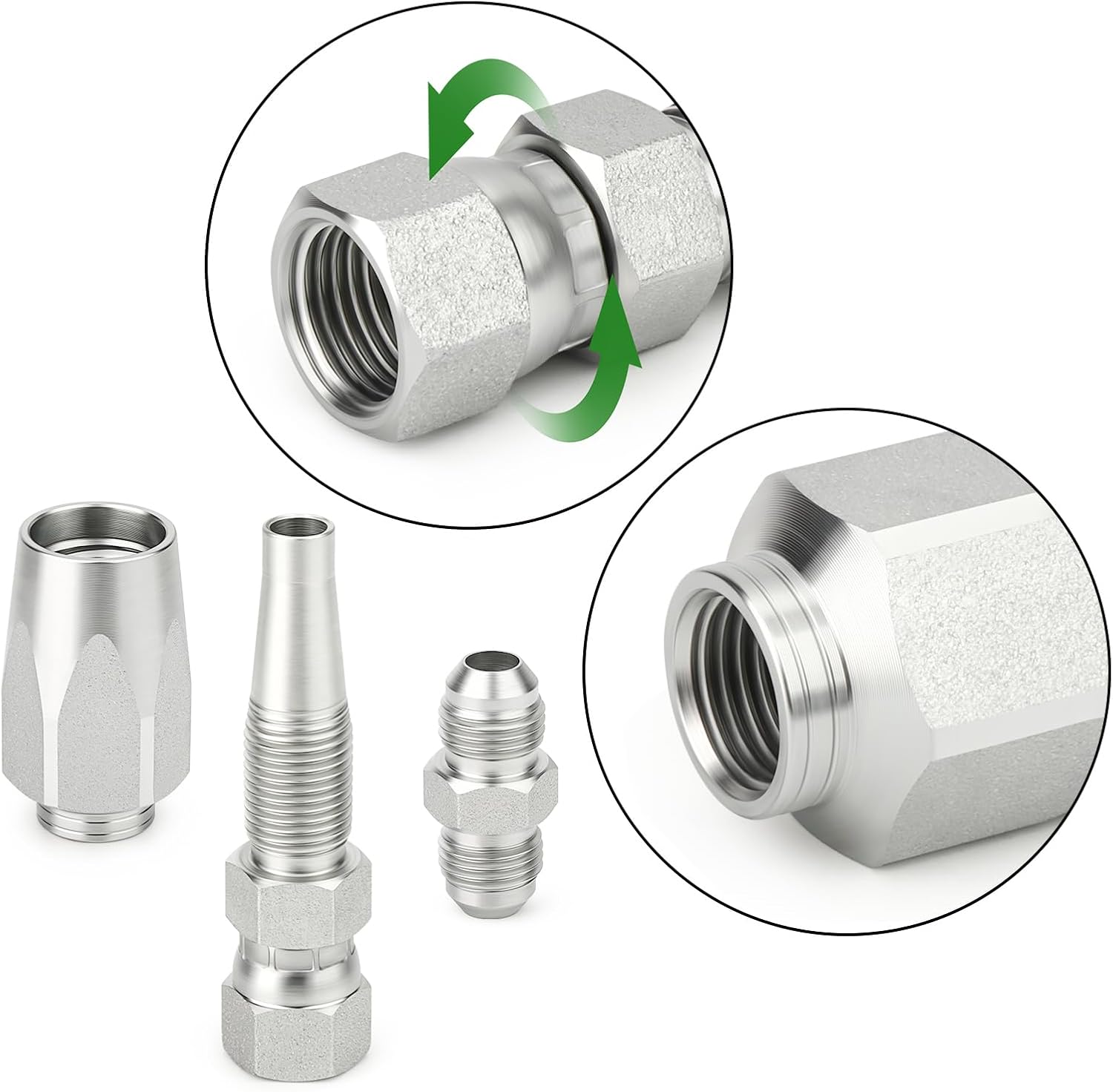 TAISHER 2PCS Hydraulic Hose Repair Kit 3/8" Reusable Fittings, 2-Wire Size #06 Field Repair Kit