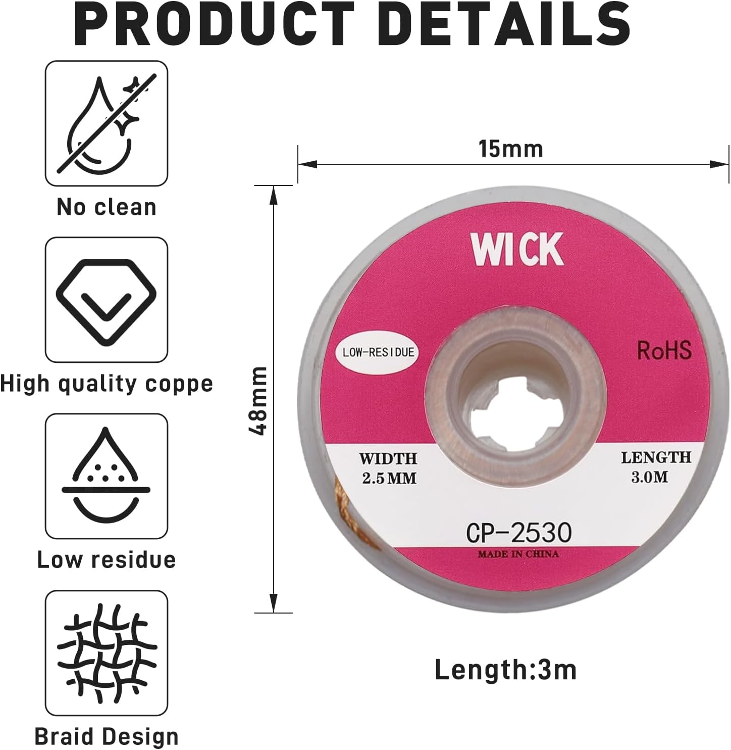 6-in-1 solder kit, soldering iron tip cleaner +1.0mm solder wire(11g*2pcs)+Rosin Solder Flux Paste (1.75 oz/50g), desoldering wick (2.5 * 3.0mm,9.8ft) Stainless steel scraper stir welding tool