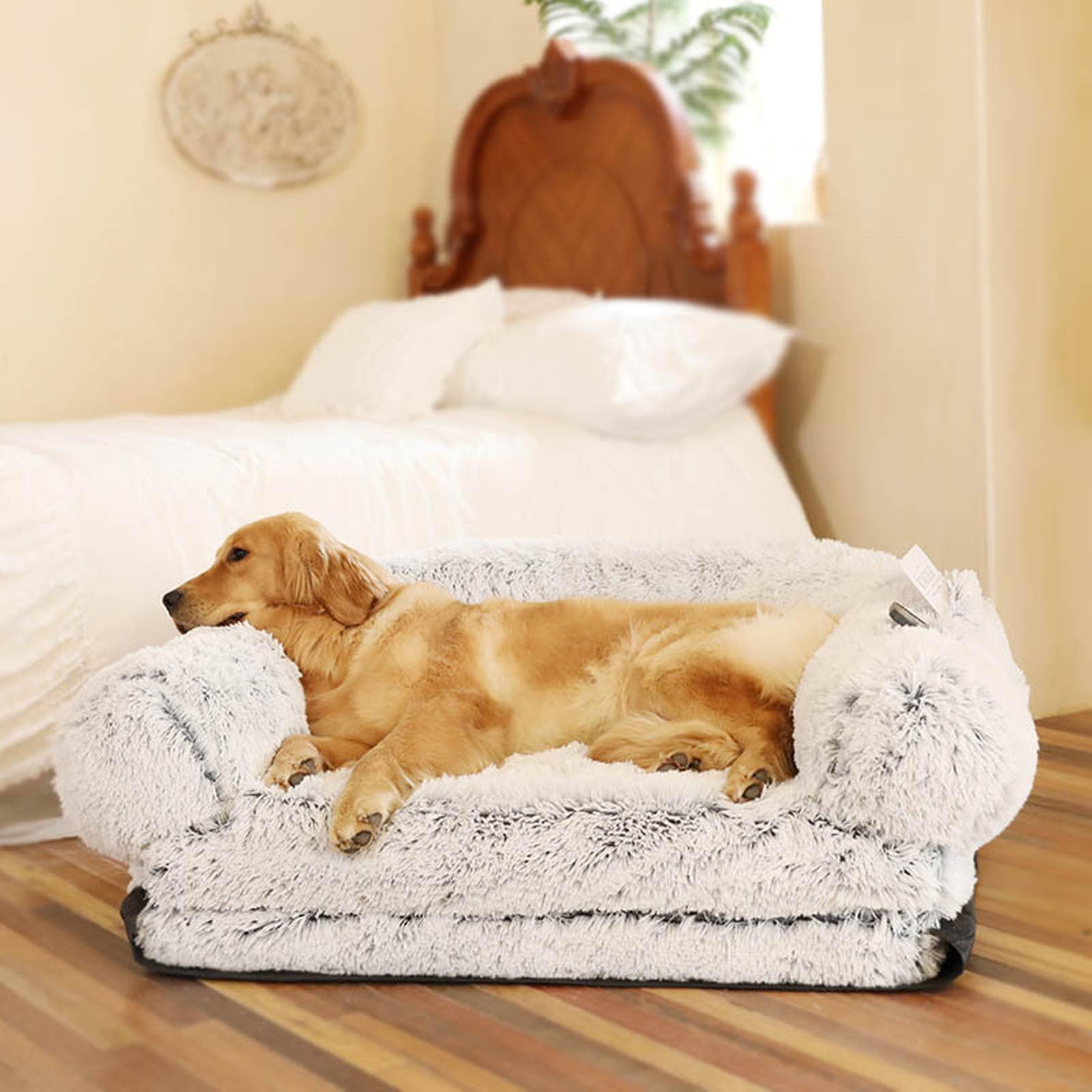 Faltbares Hundebett für menschliche Hunde, tragbar, 2-in-1, riesiges Bett für beruhigende Hunde in menschlicher Größe, 180 x 119,2 x 24,9 cm, Schlafsofa aus Kunstpelz in menschlicher Größe