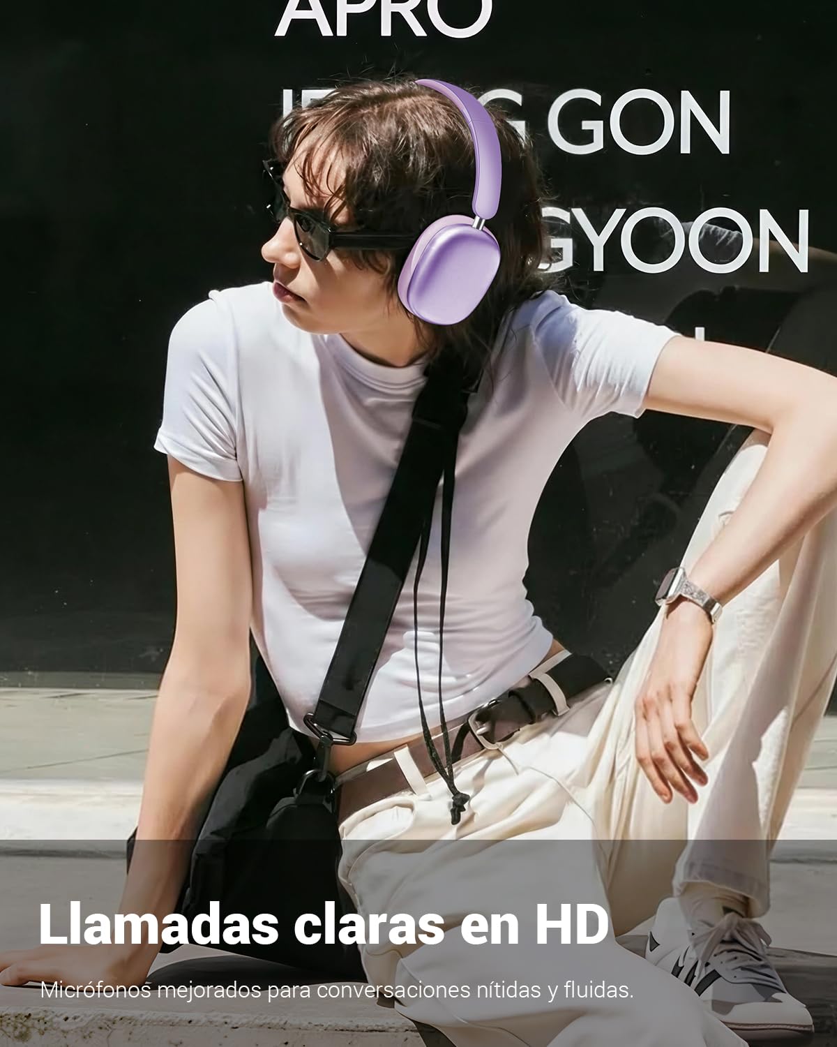 Wentronic Y01 Auriculares Inalámbricos Bluetooth 5.3 con Cancelación de Ruido, Sonido Hi-Res, 48h de Reproducción, Cascos Plegables sobre-Oreja con Micrófono para iOS/Android/PC – Morado