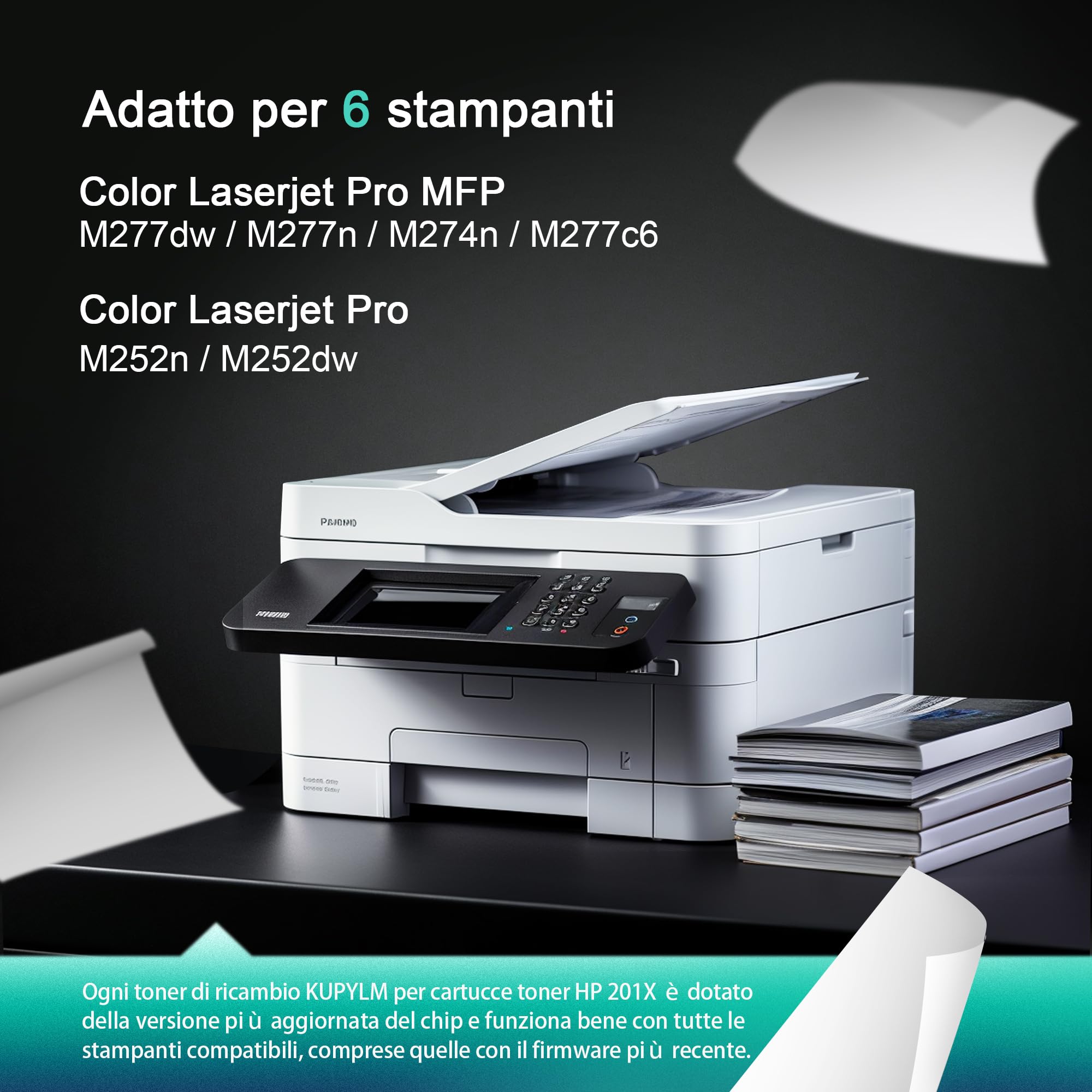 KUPYLM 201X 201A Cartuccia Toner Compatibili per HP 201X CF400X CF400A CF401X CF402X CF403X Toner Color Laserjet Pro MFP M277dw M277n M277 M274n M252n M252dw M277c6 (Nero,Ciano,Giallo,Magenta,4-Pack)