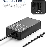 Vista 3 de Compatible con Microsoft Surface Charger, 65W Surface Pro Charger, compatible con Surface Pro 11,9,8,7,6,5,4,3,X Surface Laptop 7,6,5,4,3,2,1