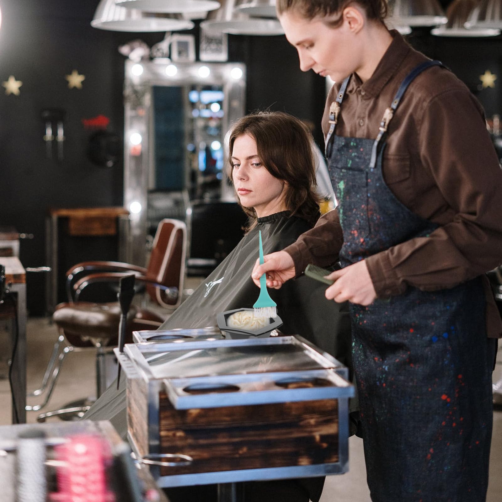 7sätze Teiliges Profi Haarfärbe Färbeschalen und Haarpinseln Vielseitiges Friseurbedarf Werkzeug für Zuhause und Salon für Haarfärben Tönung Pflege Einfaches Mischen und Auftragen