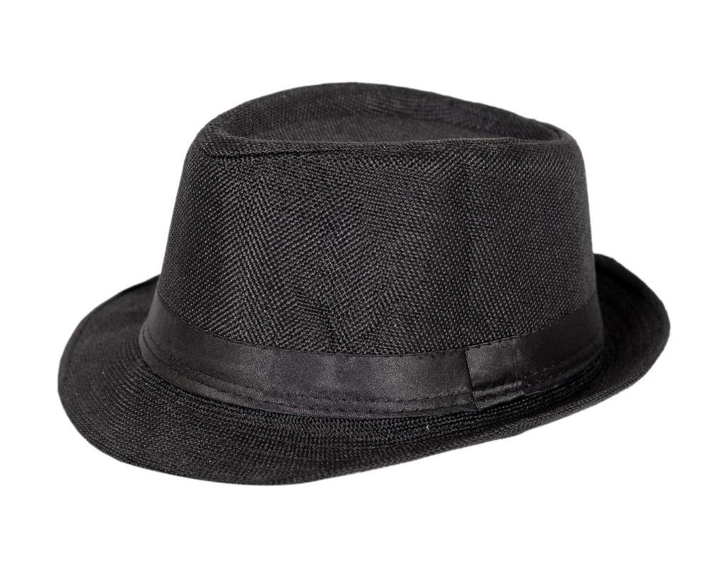 KrystleMen's Black Fedora Cotton Jute Hat