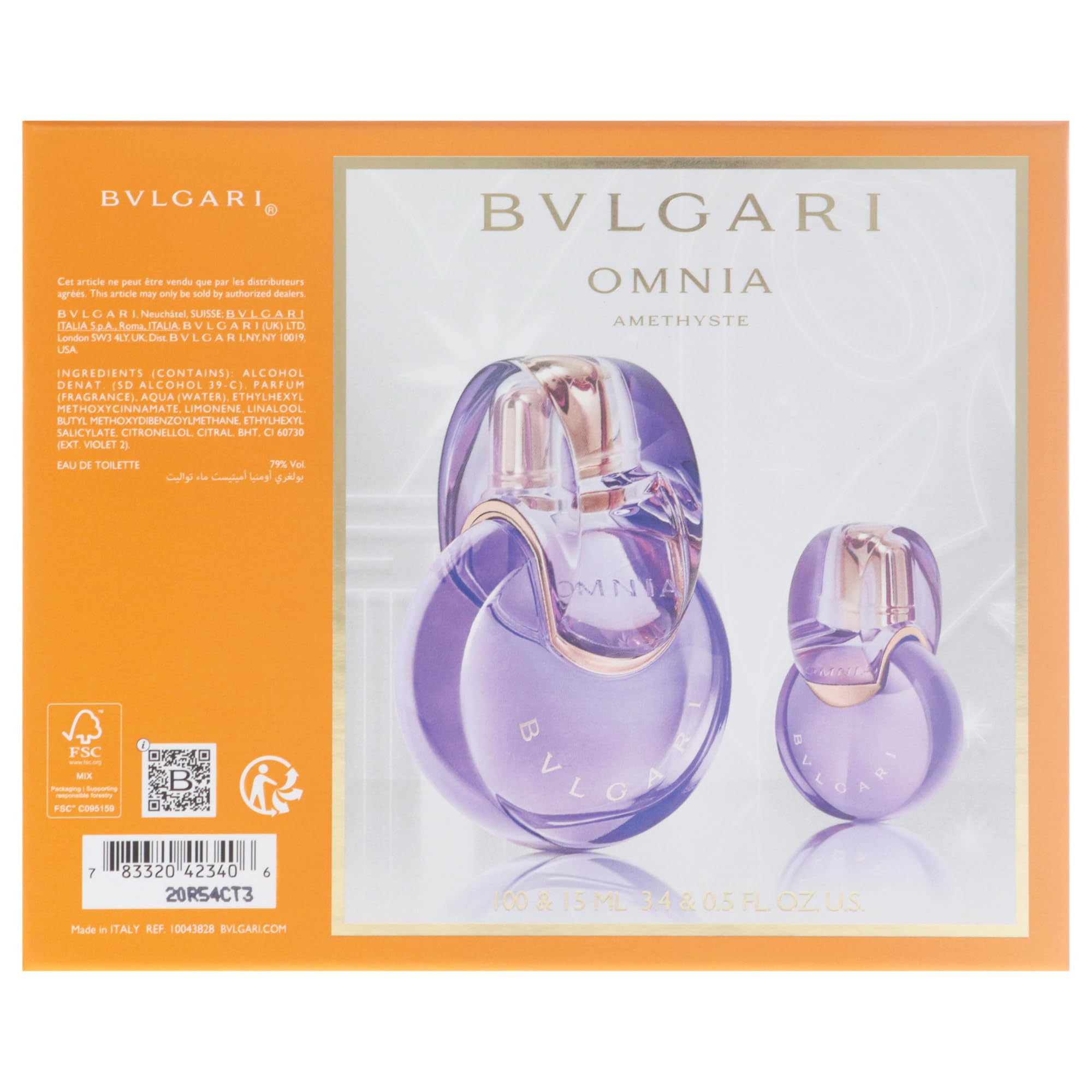 BVLGARI Omnia Amethyste Set (Omnia Amethyste EDT 100ml + Omnia Amethyste EDT 15ml)
