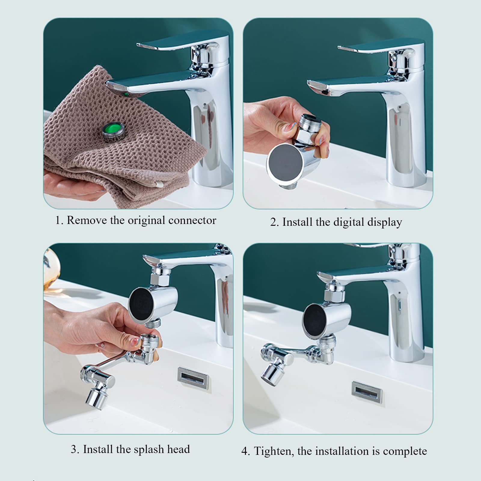 Extensor de grifo universal - Extensor de grifo de fregadero giratorio de 1080°, Aireador de grifo de cocina de doble función con rotación de ángulo grande universal, Grifo con filtro contra salpicadu