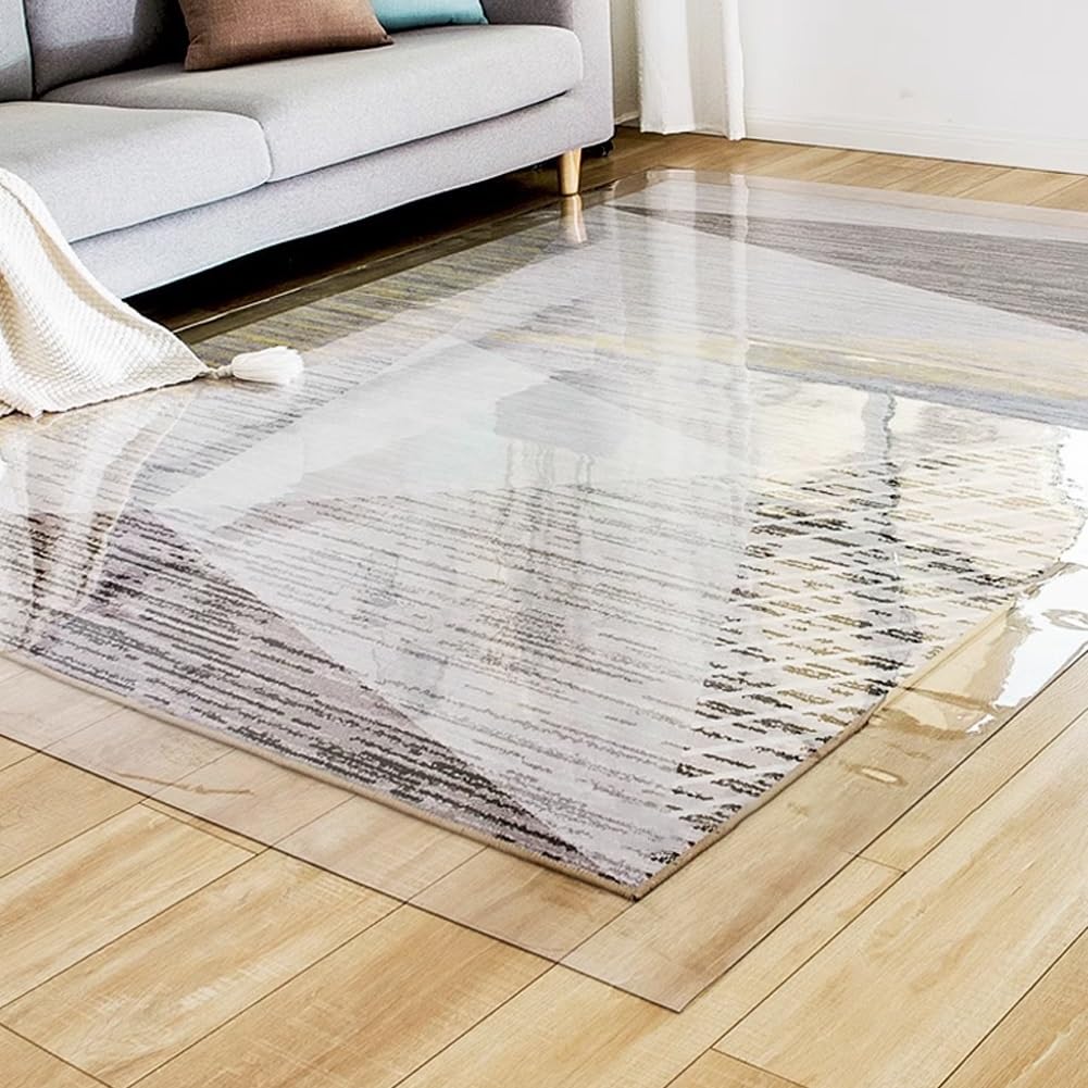Tapis Transparent Haute Transparence pour sols durs/moquettes, 1,5 mm/0,06'', imperméable, épais et Robuste, pour Bureau, Chaise, Protection de Sol résistante pour Cuisine et Salon (100 x 12