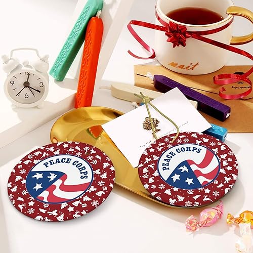 Miniatura 6 de Peace Corps Adornos de Navidad, adornos de cerámica redondos de porcelana, adorno de árbol de Navidad, oficina, decoración del hogar, recuerdos de