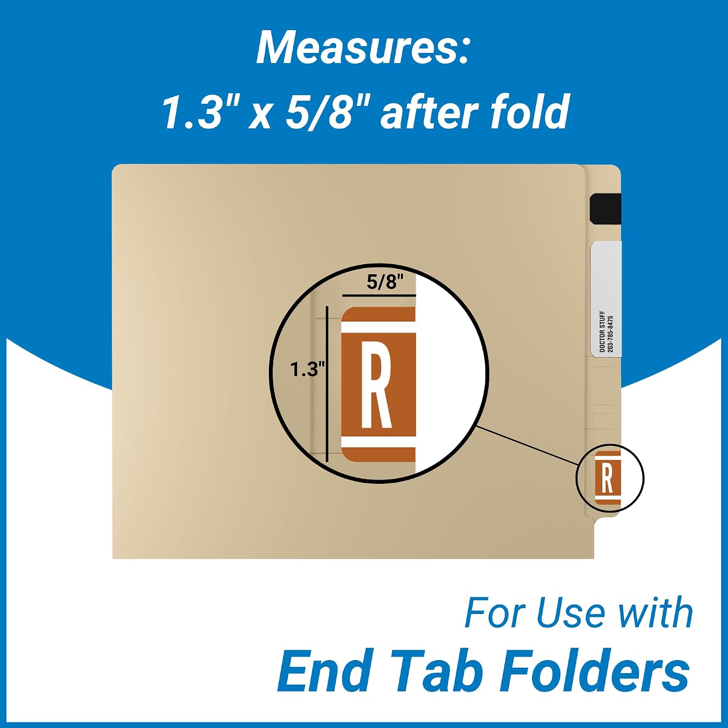 Doctor Stuff - File Folder Labels, Ringbook Sheets Alphabet Letter R, VRE/GBS 8850 - VRAM Series Compatible Alpha Stickers, Brown, 1.3" x 1.25", 200/Package